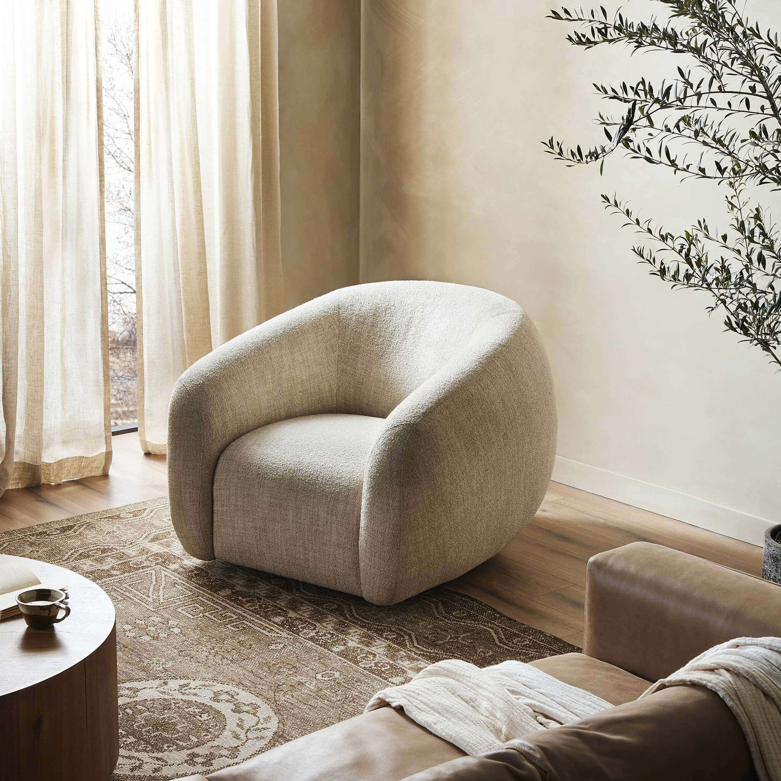 Channing Swivel Chair, Yuma Cream by Four Hands - Image 5