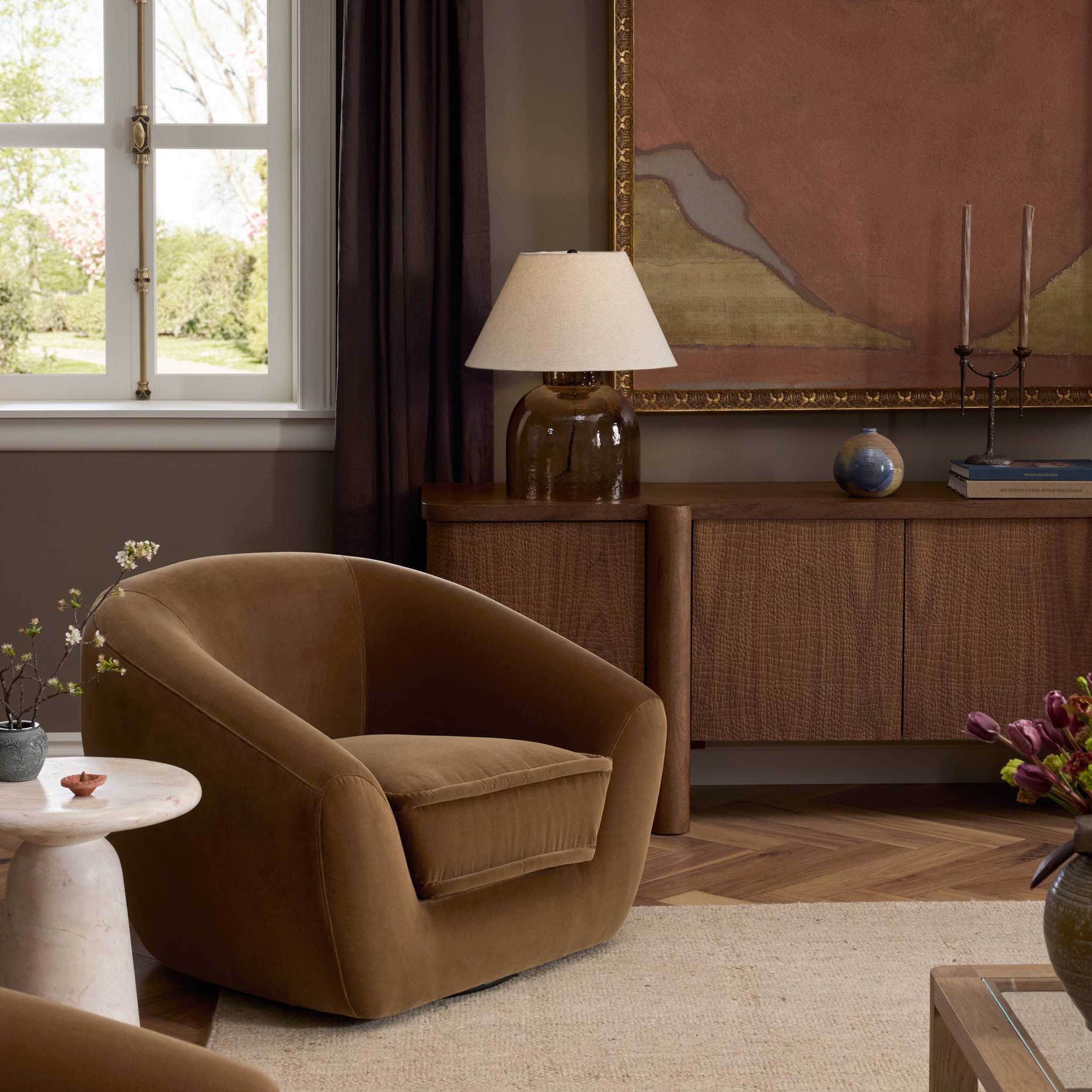 Chantal Swivel Club Chair, Surrey Ochre by Four Hands - Image 8