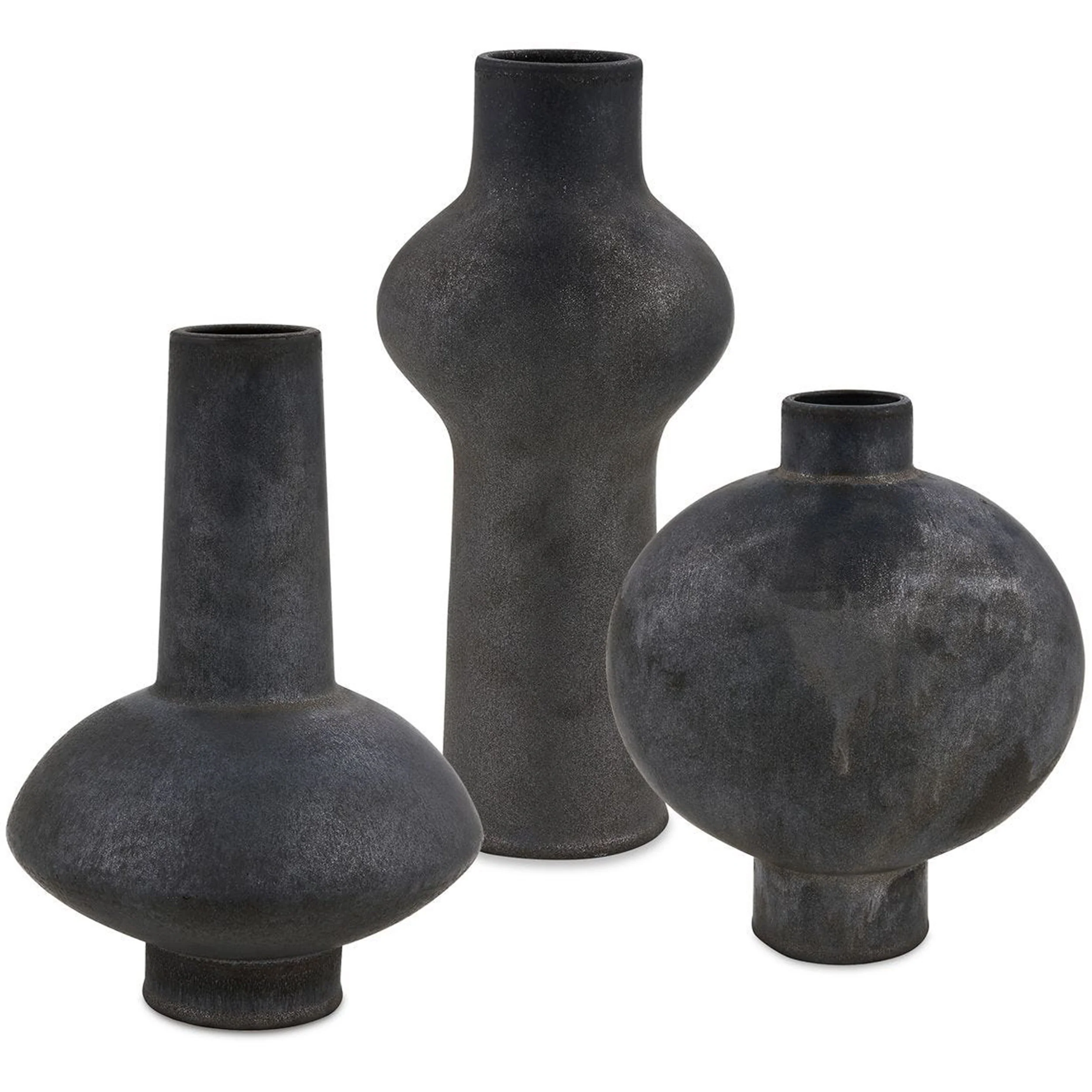 Charcoal Bloom Vases, Black, Set of 3