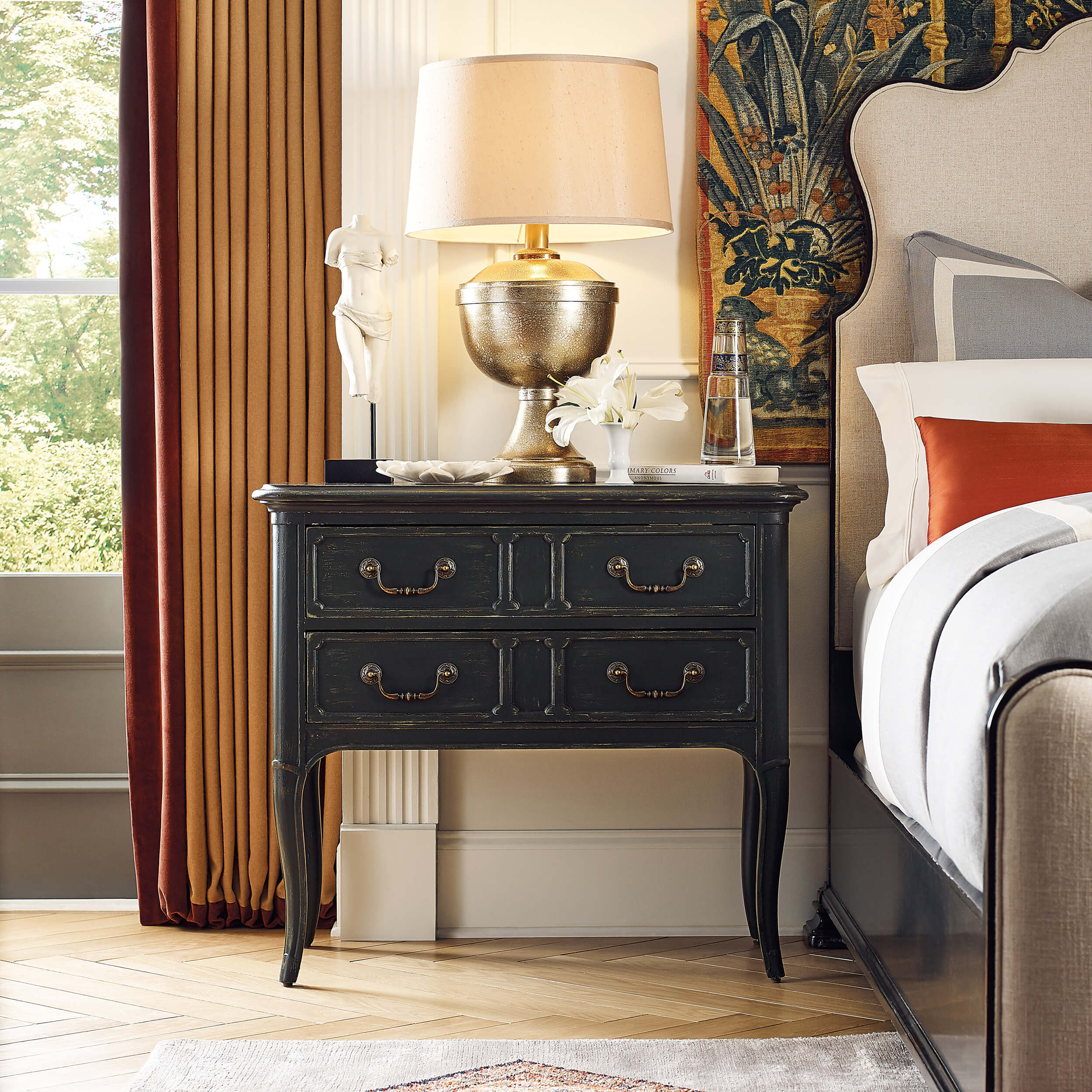 Charleston 2 Drawer Nightstand, Black Cherry - Image 4
