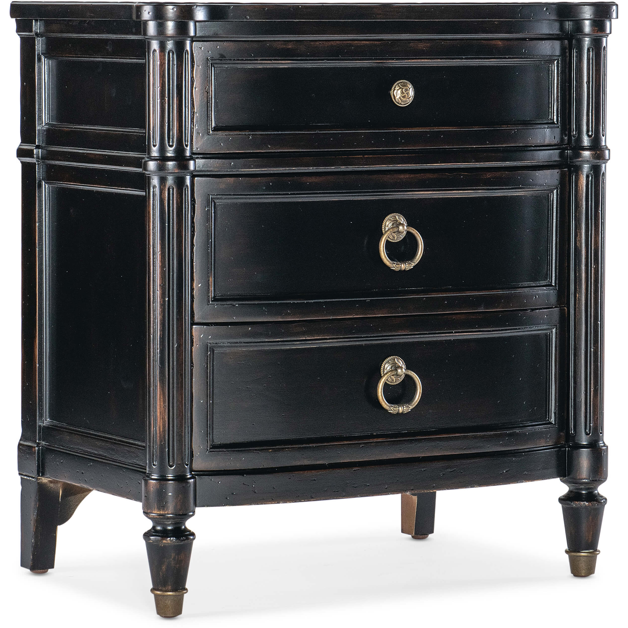 Charleston 3 Drawer Nightstand, Black Cherry