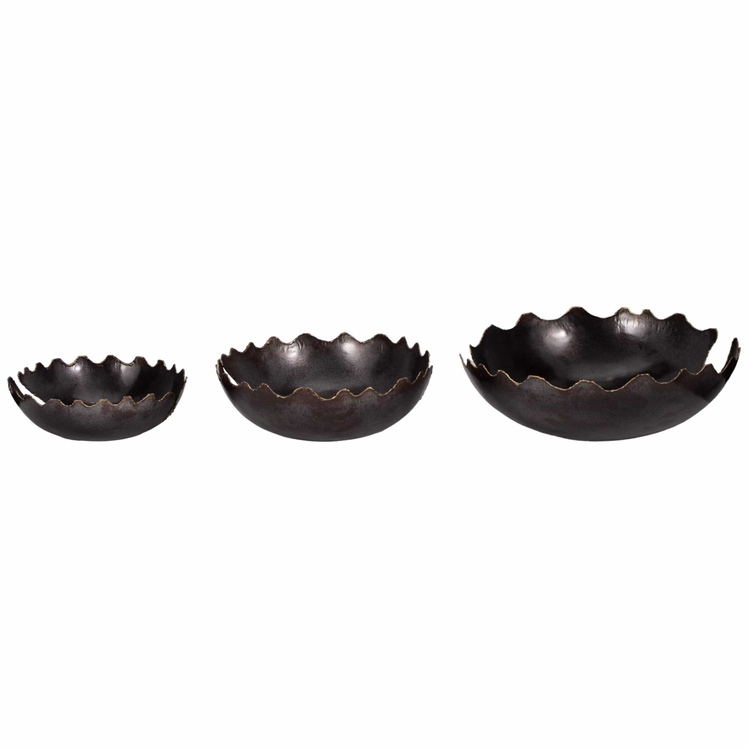 Chipped Bowls, Black, Set of 3