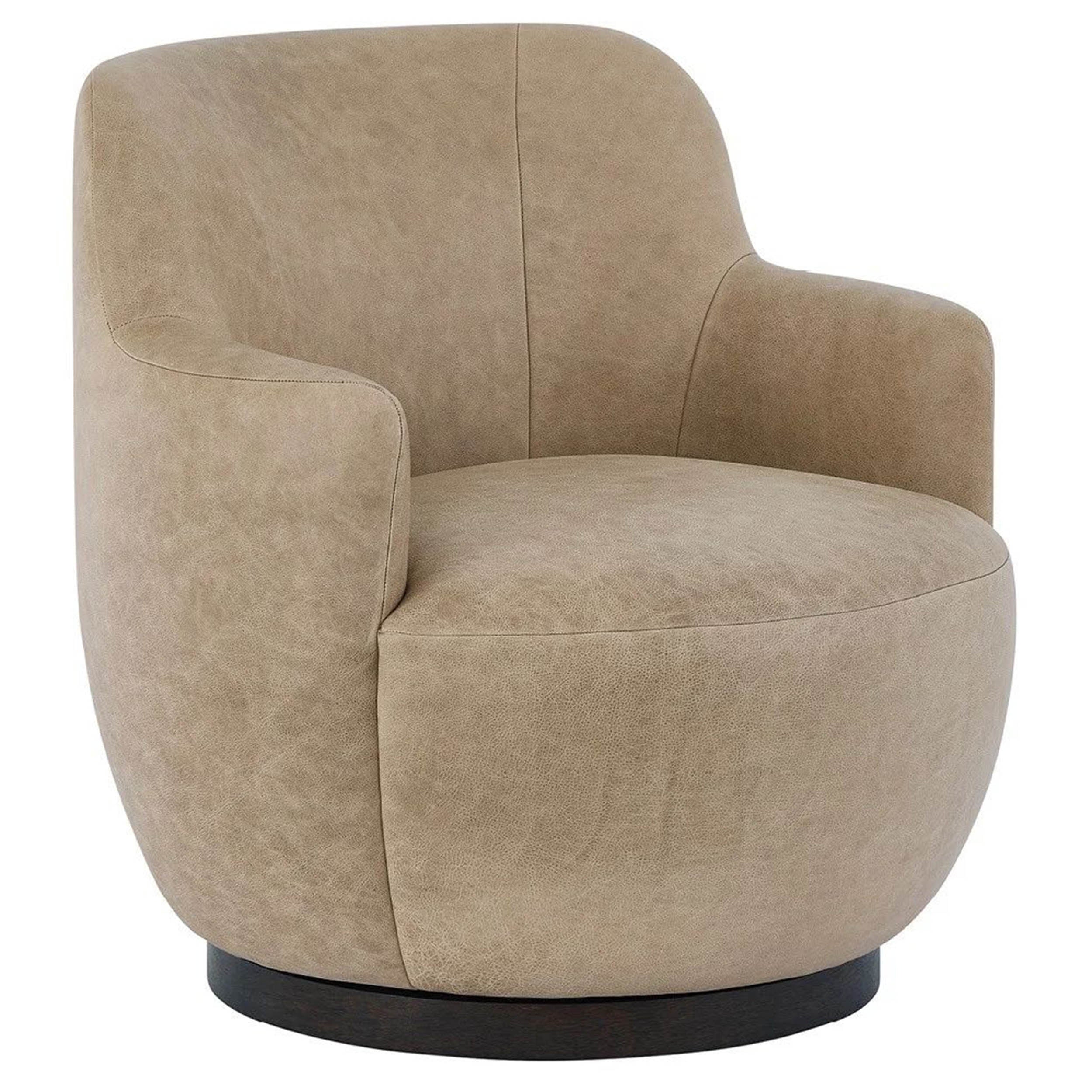 Chloe Leather Swivel Chair, Nehir Caribou