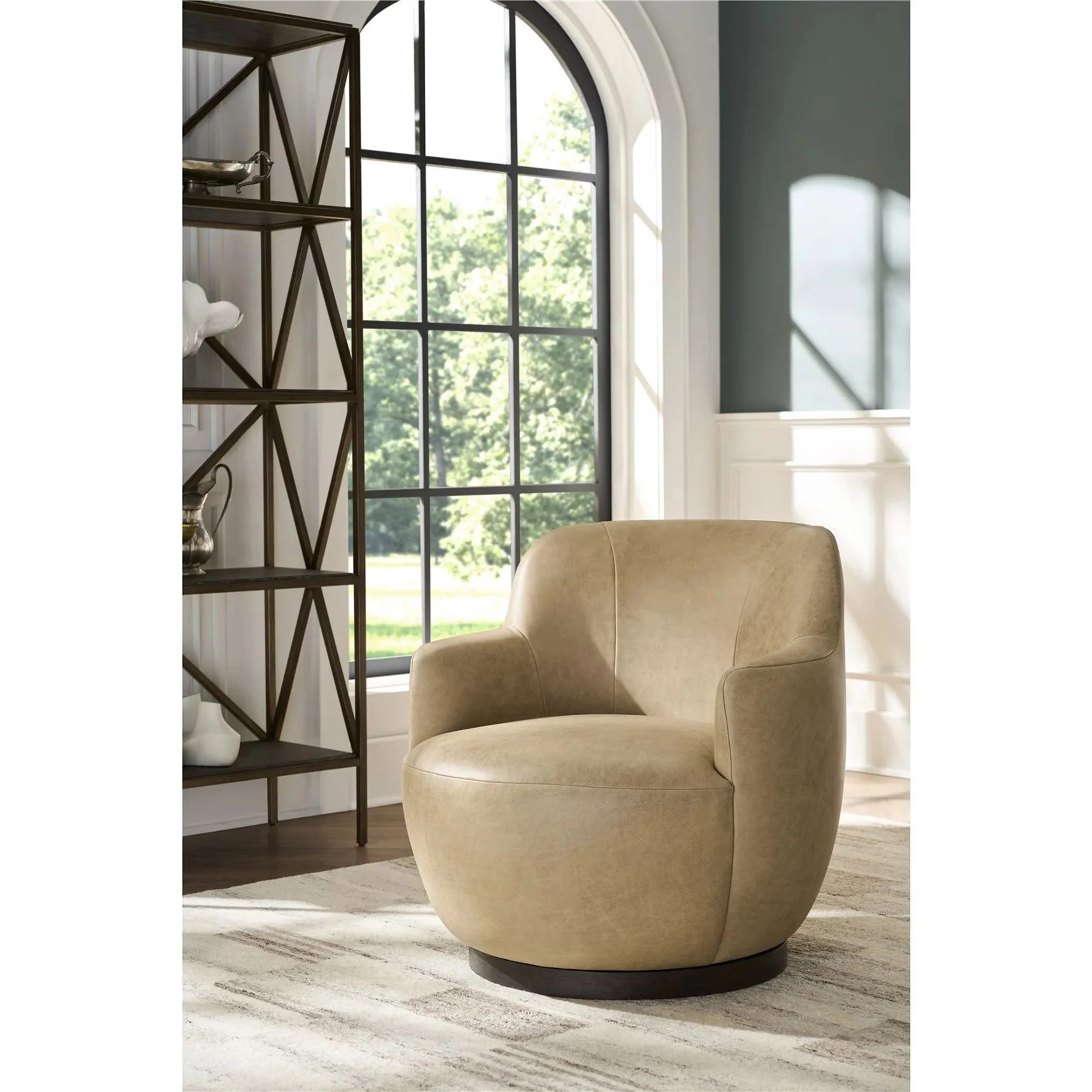 Chloe Leather Swivel Chair, Nehir Caribou - Image 4