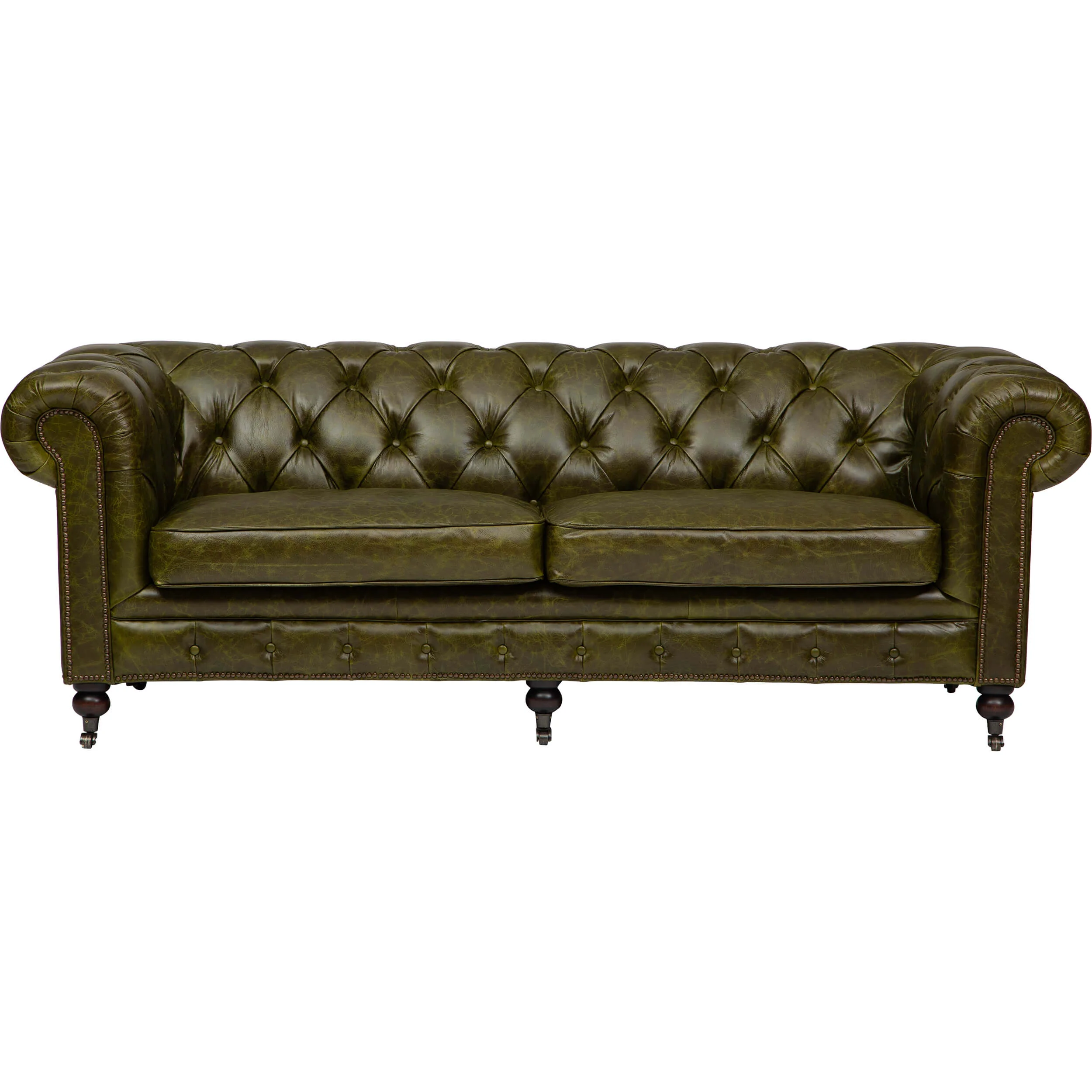 Churchill Leather Sofa, Great Britain Green