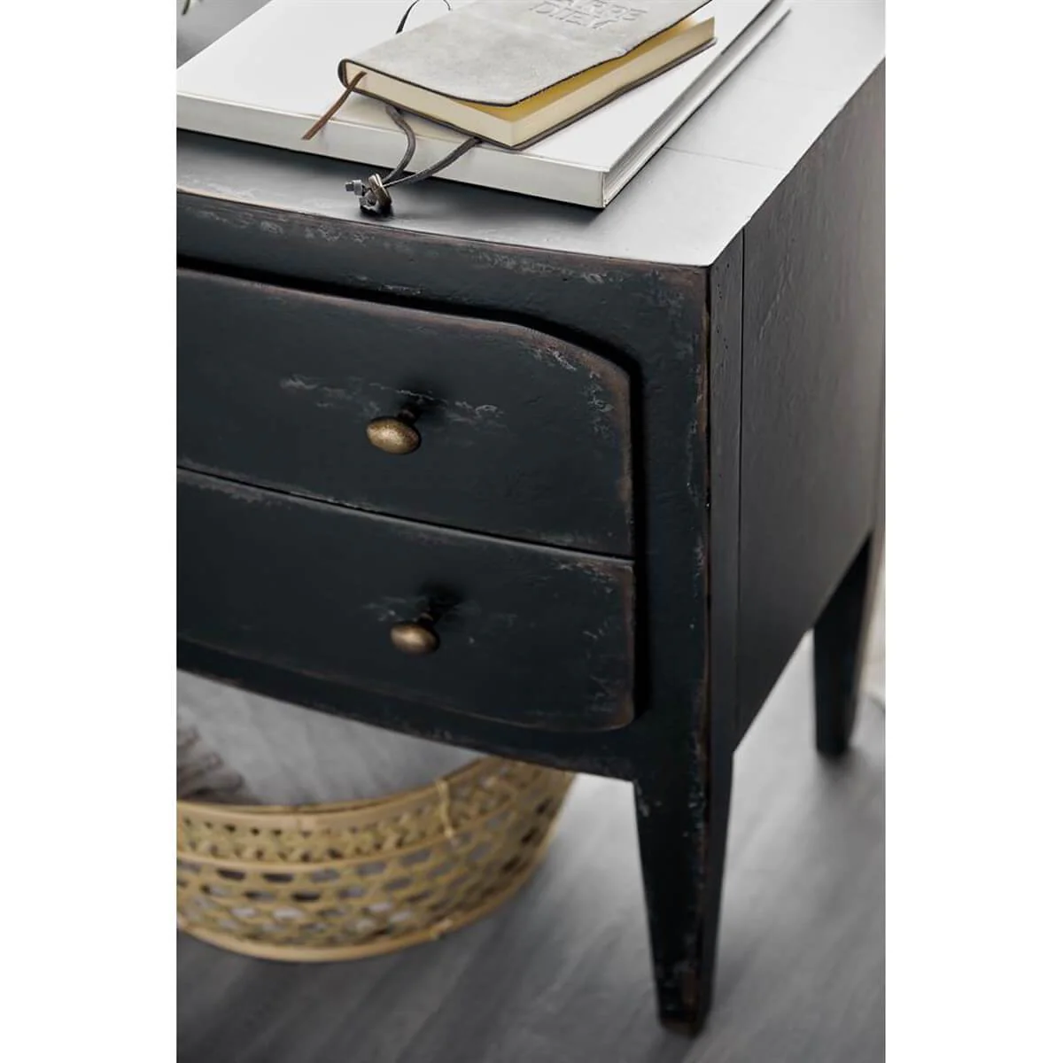 Ciao Bella 2 Drawer Nightstand, Black - Image 5