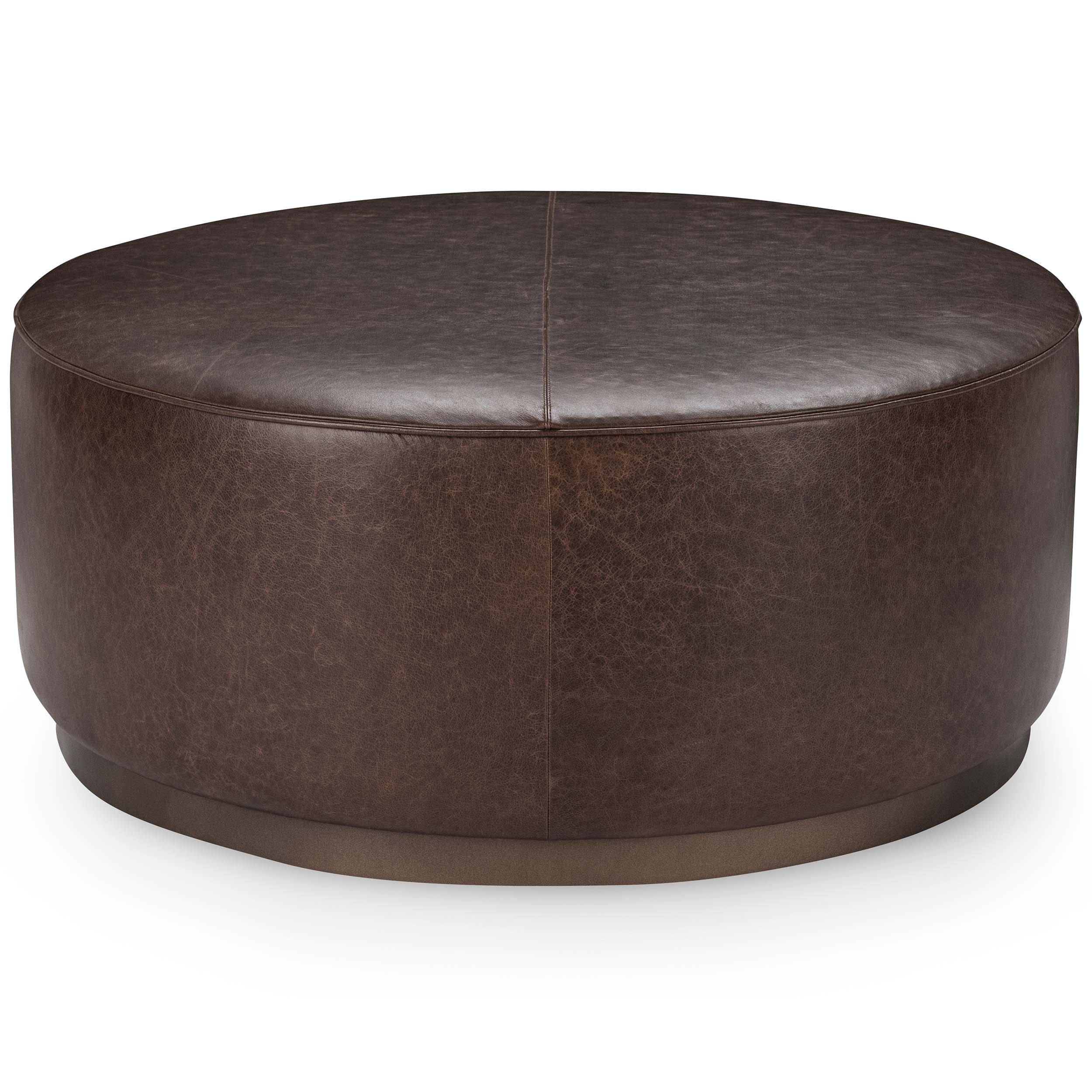 Clair Leather Round Coffee Table, Cocoa Brown - Image 2