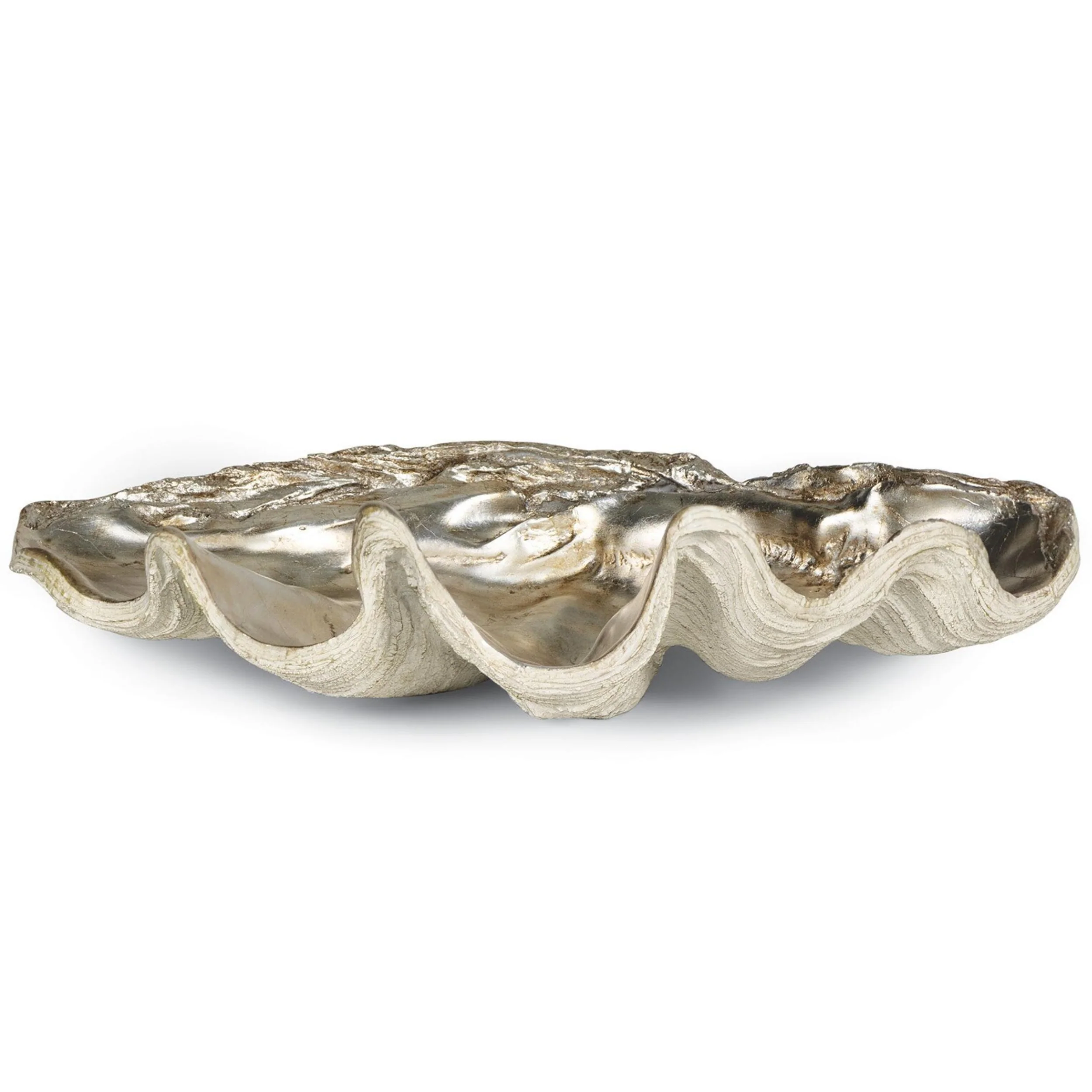 Clam Shell Large Bowl, Ambered Silver Leaf