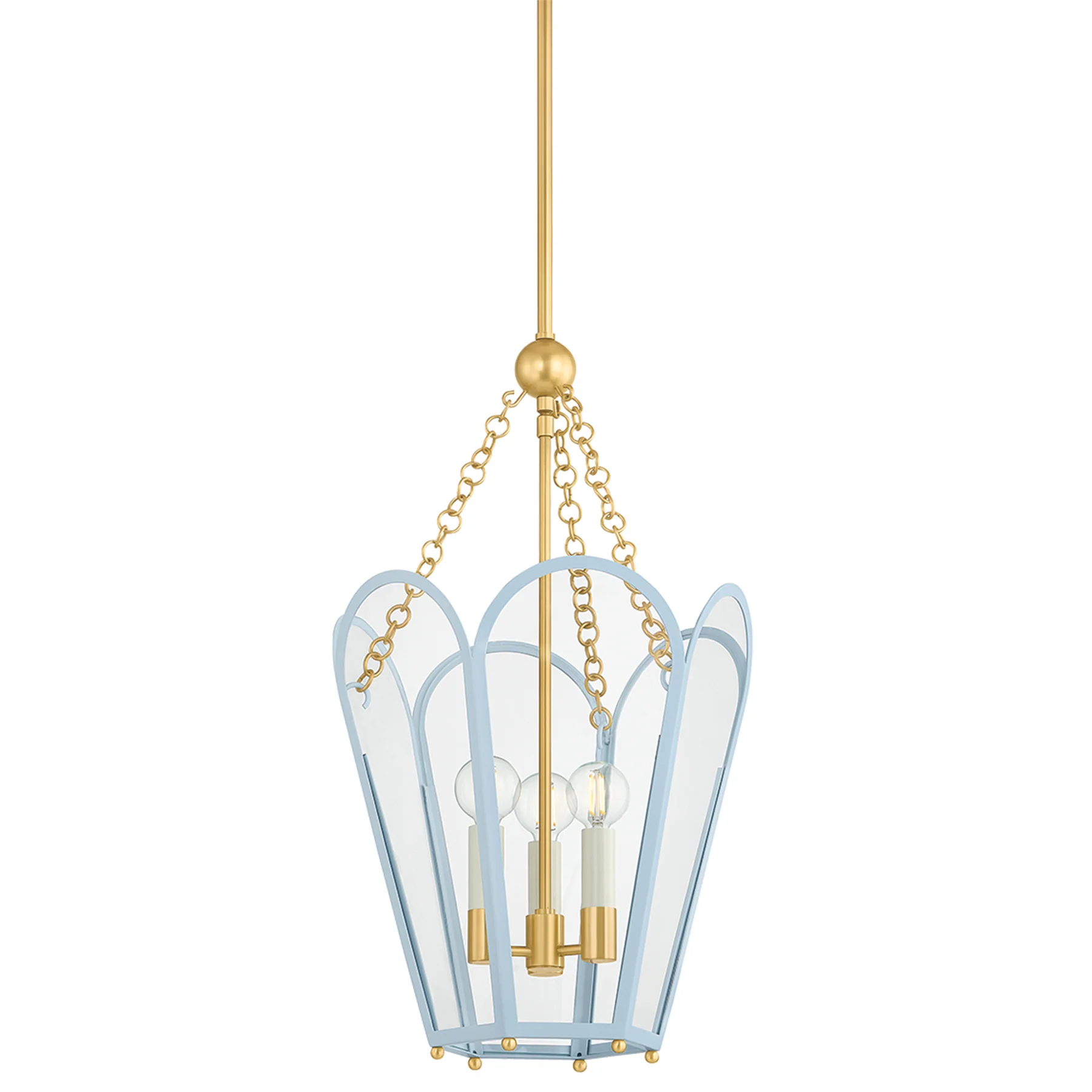 Clarisse Lantern, Aged Brass/Soft Arctic Blue