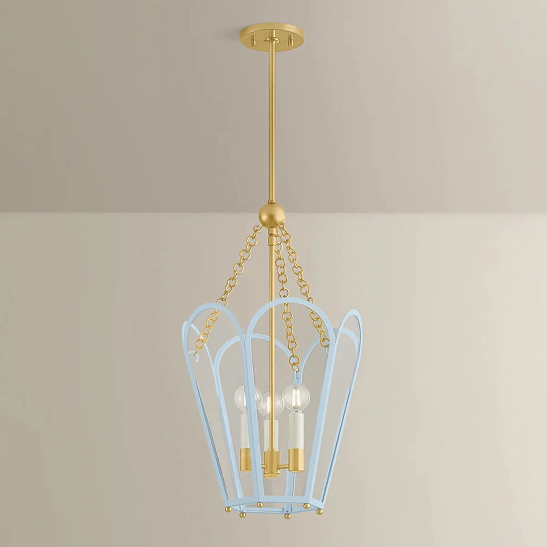 Clarisse Lantern, Aged Brass/Soft Arctic Blue - Image 4