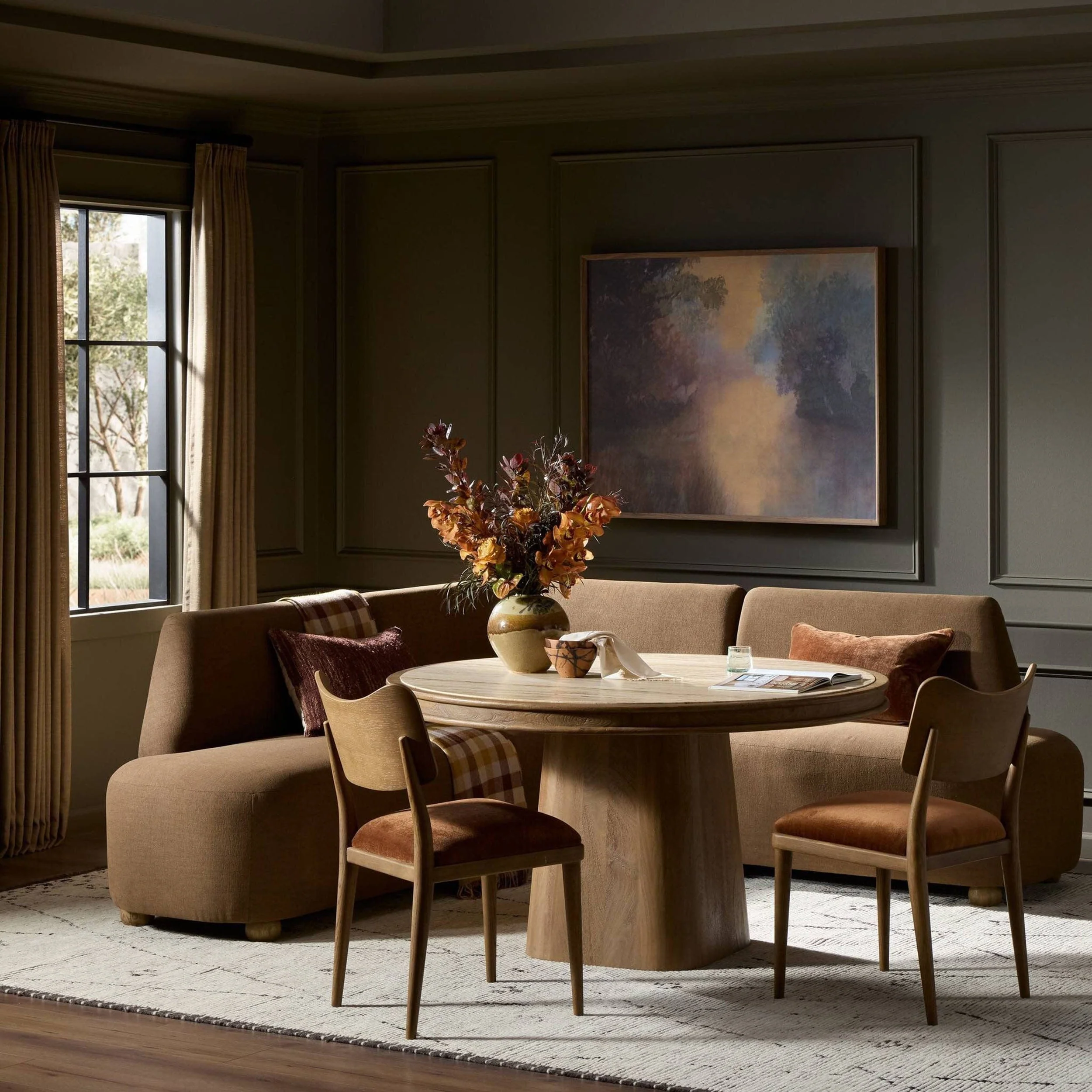Clemence L-Shape Dining Banquette, Nomad Mushroom by Four Hands - Image 7
