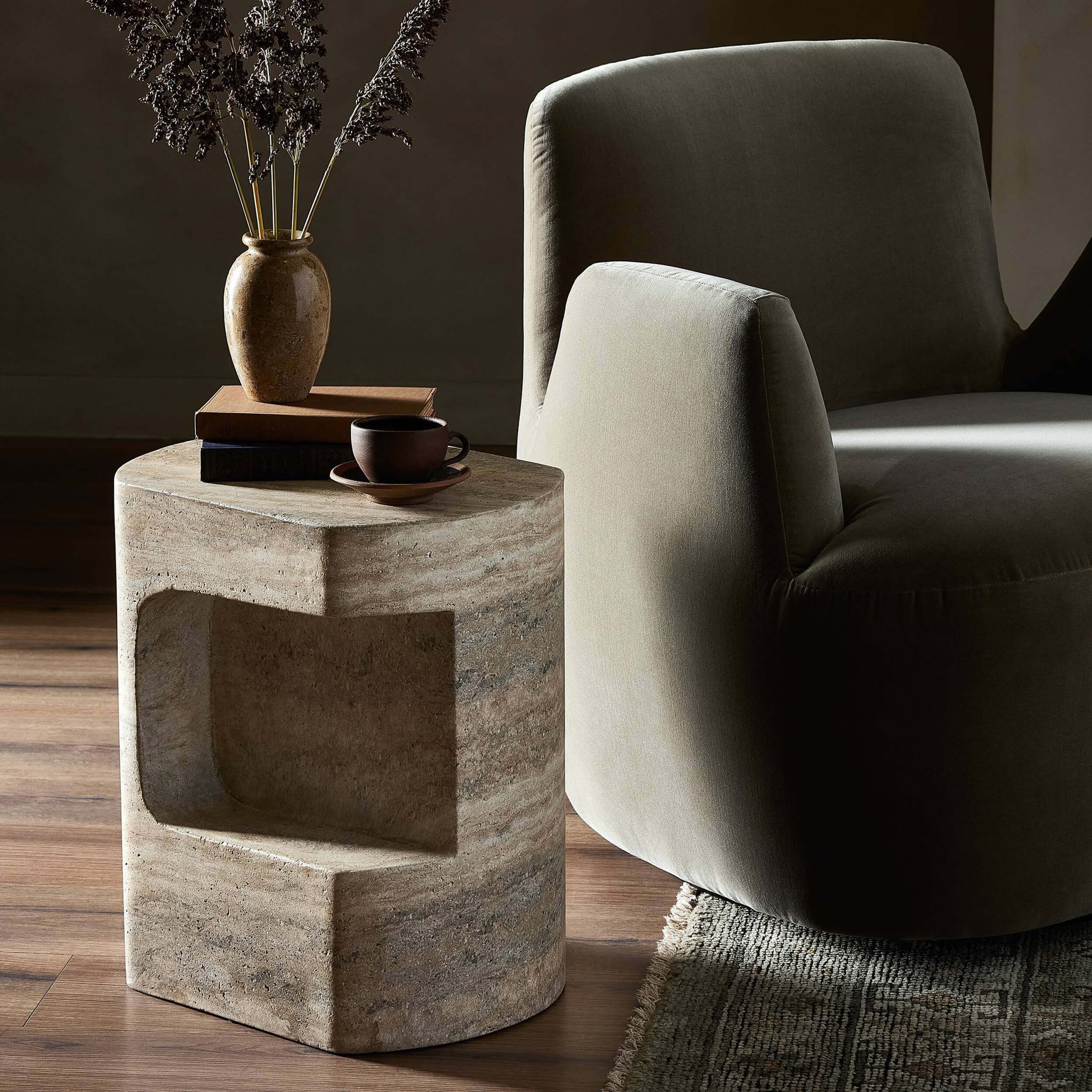 Clementine End Table, Textured Sandy Grey by Four Hands - Image 5