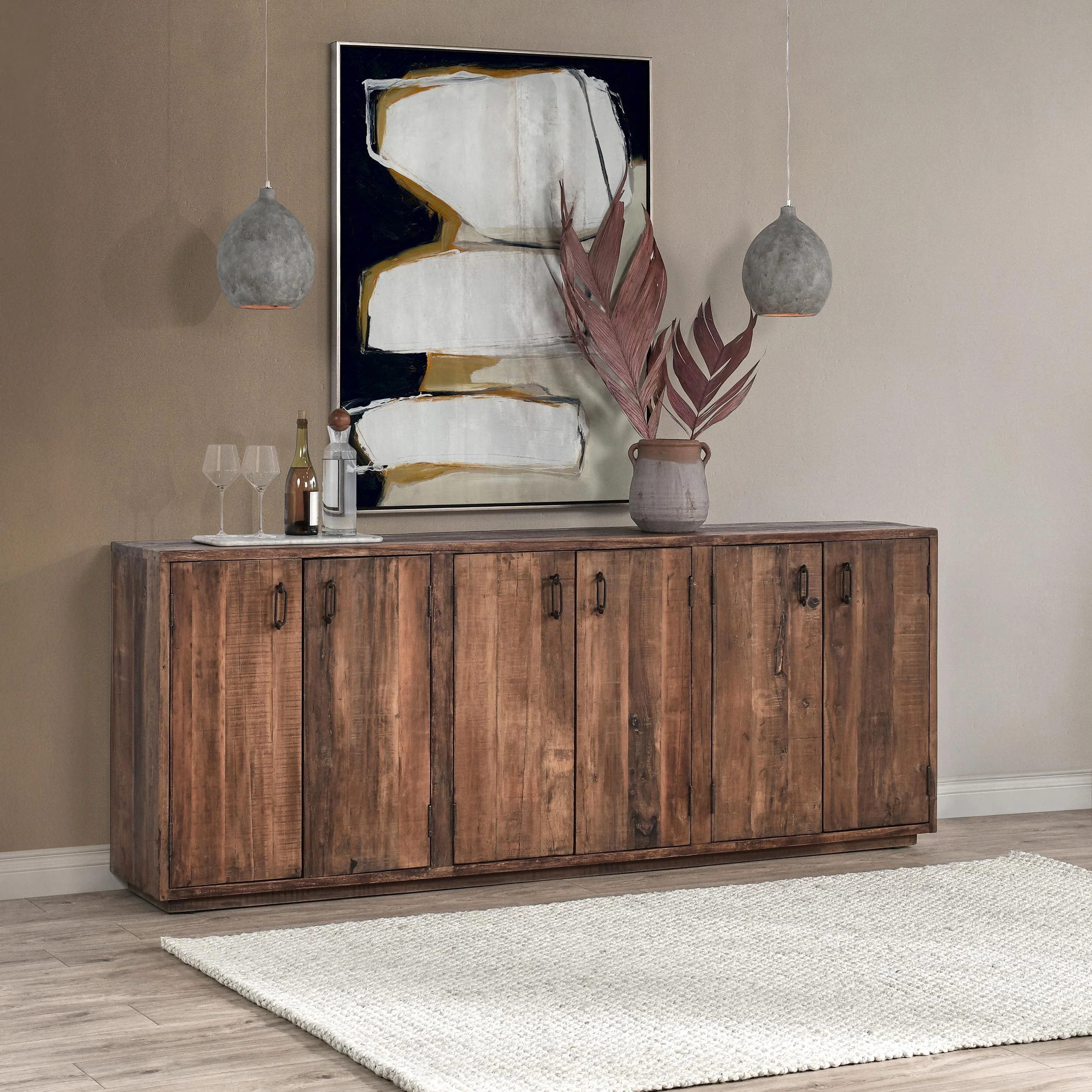 Cleo 6 Door Cabinet, Natural - Image 6