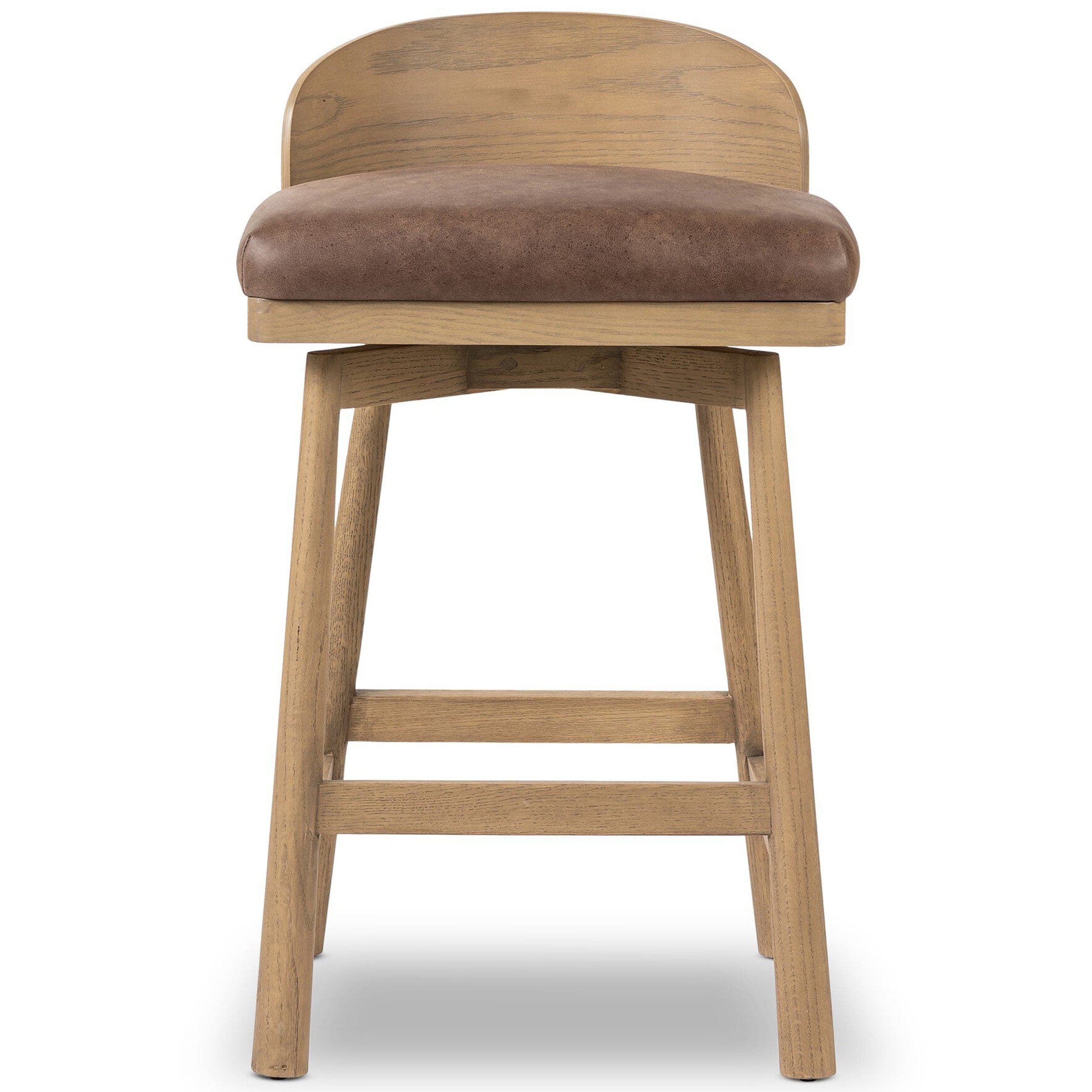 Cloris Leather Swivel Bar & Counter Stool, Palermo Cigar By Four Hands - Image 2