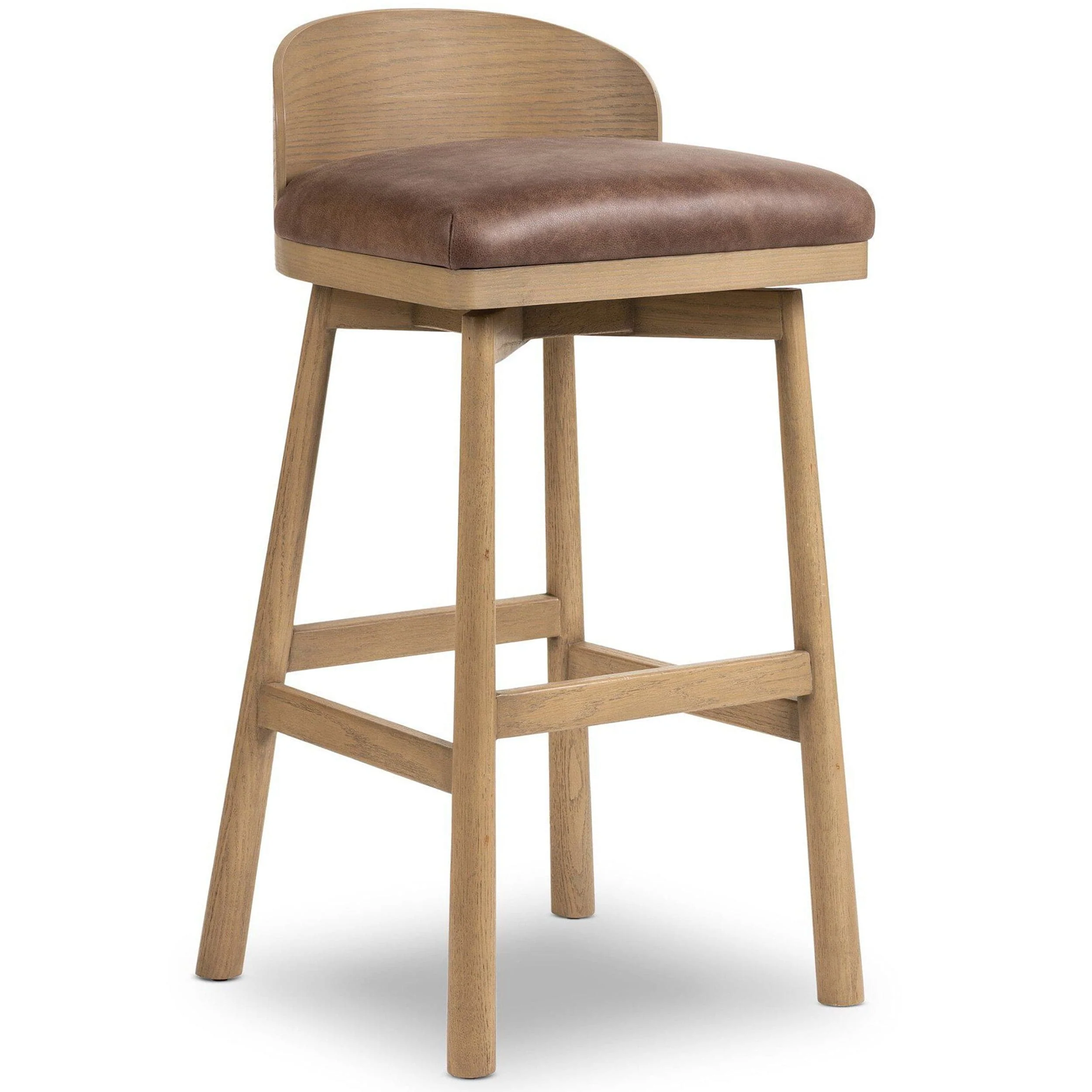 Cloris Leather Swivel Bar & Counter Stool, Palermo Cigar By Four Hands - Image 8