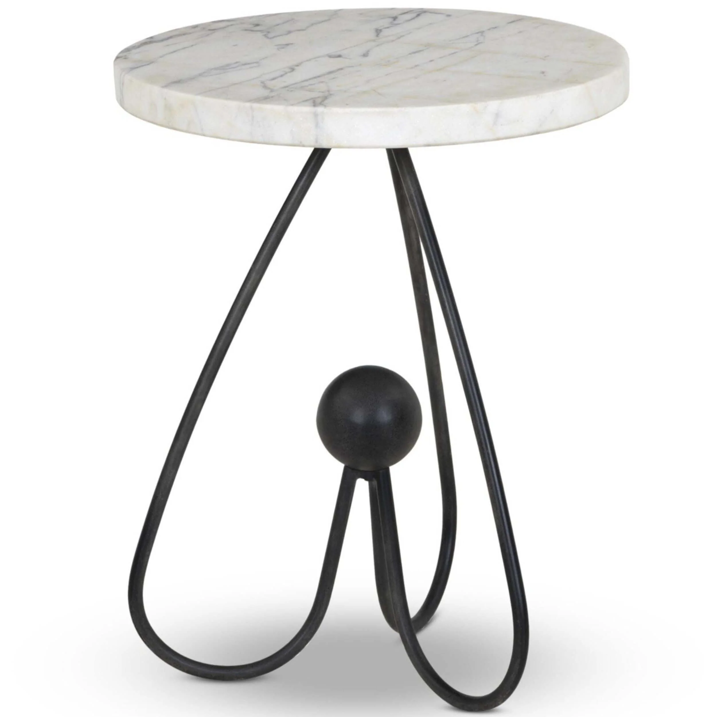 Clove End Table, Veined White Marble by Four Hands