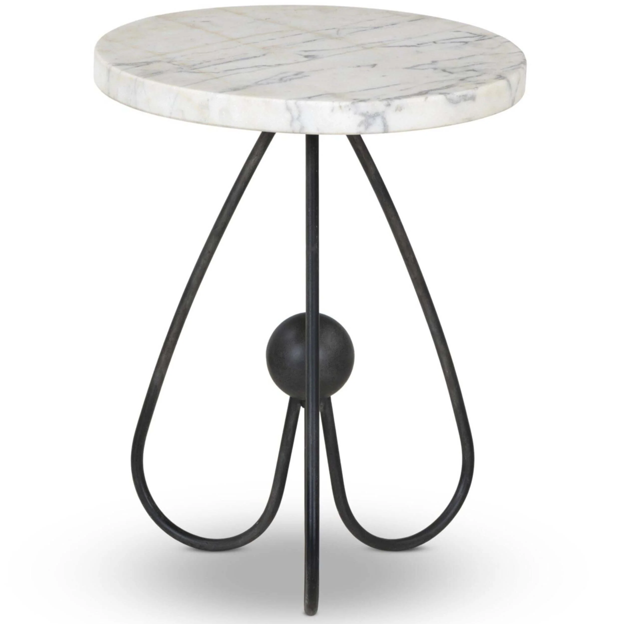 Clove End Table, Veined White Marble by Four Hands - Image 2