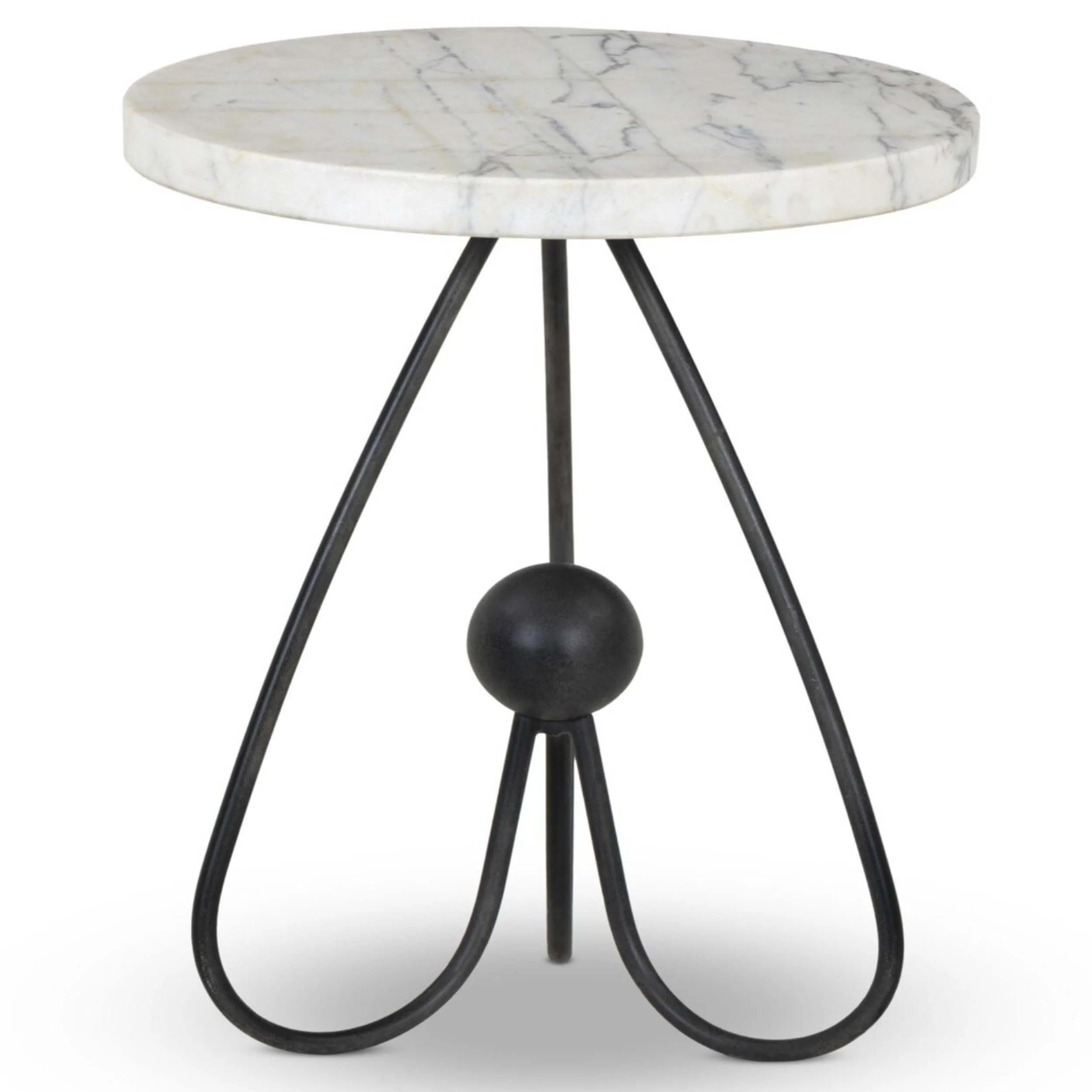 Clove End Table, Veined White Marble by Four Hands - Image 3