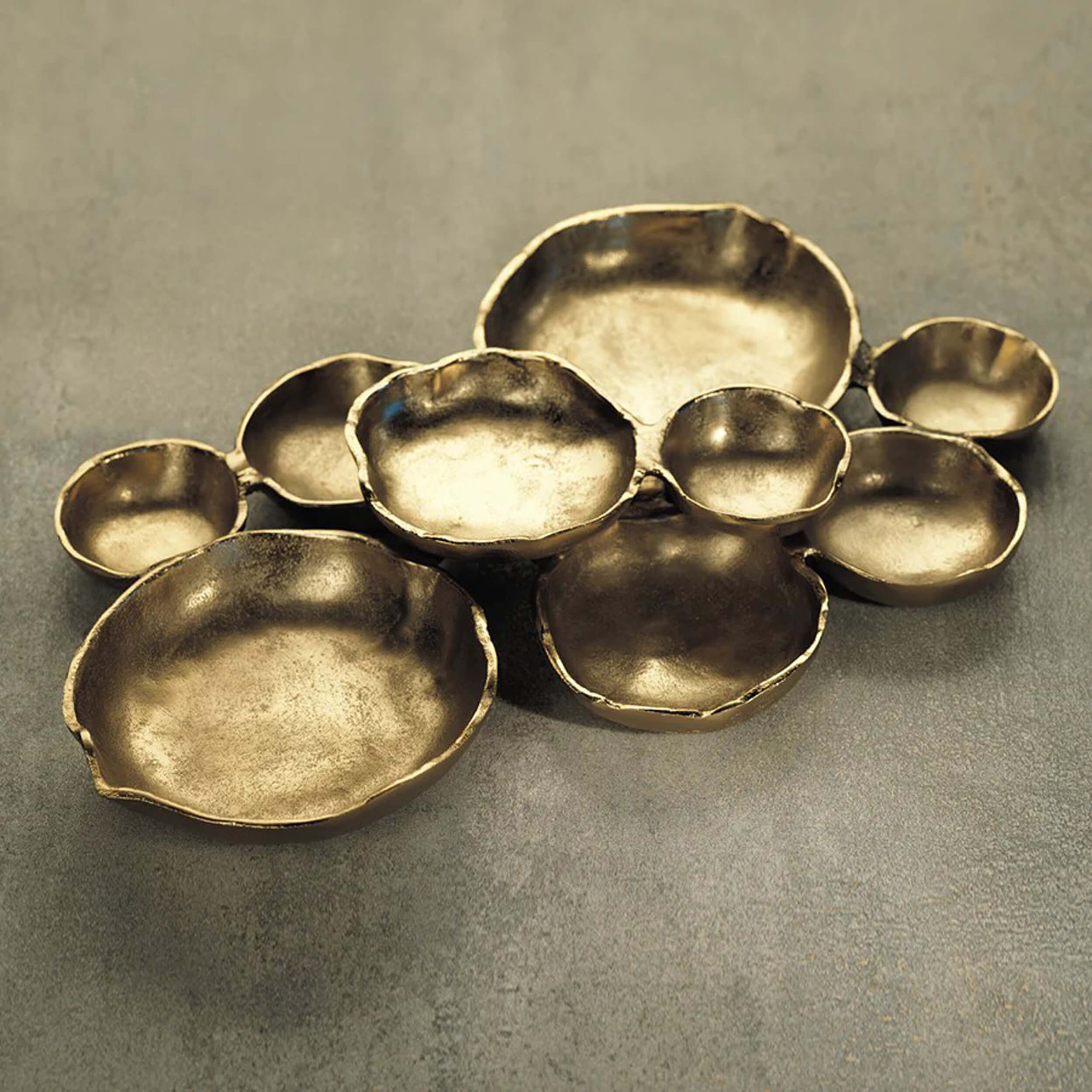 Cluster of 9 Serving Bowls, Dark Gold - Image 2
