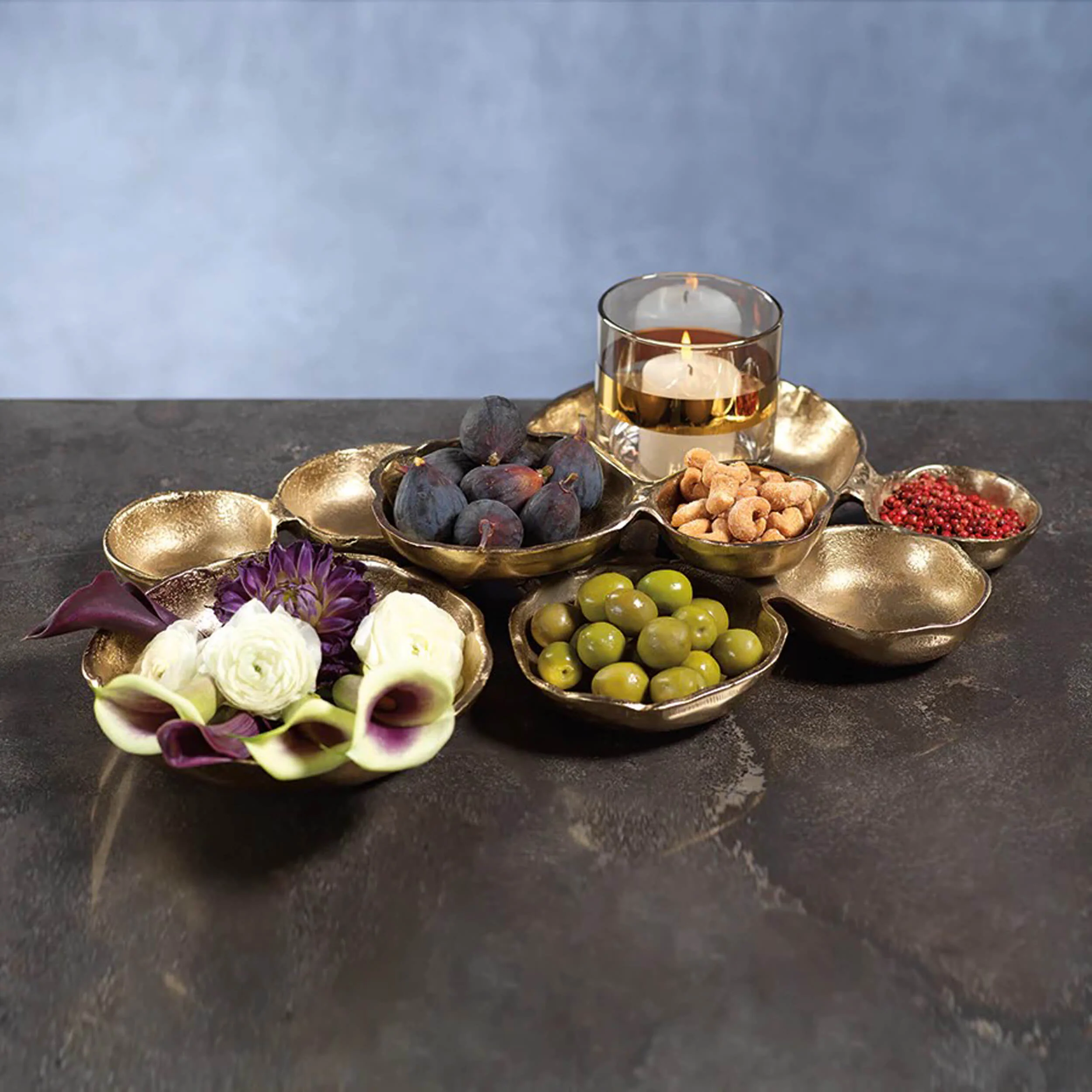 Cluster of 9 Serving Bowls, Dark Gold - Image 3