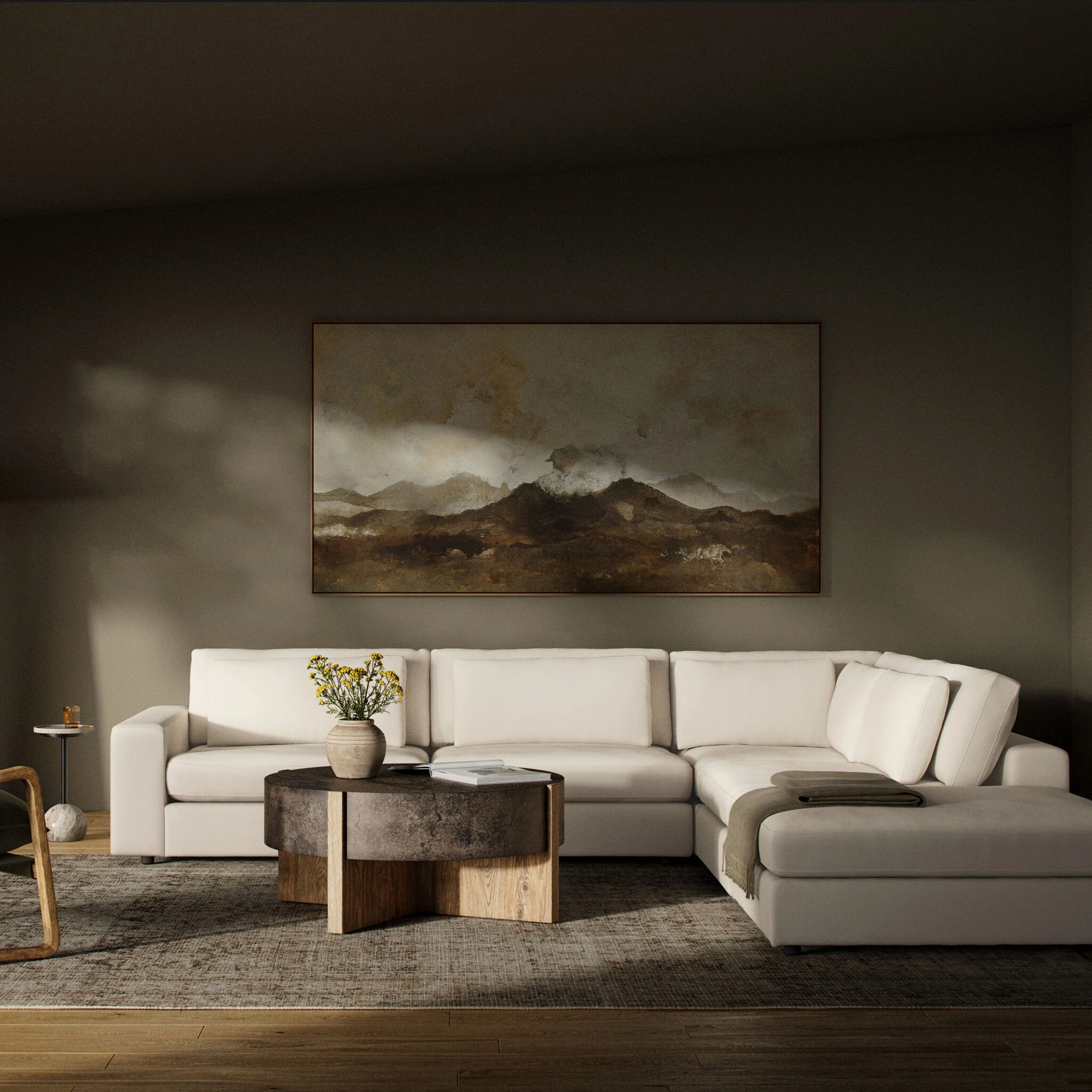 Bloor 4 Piece Sectional w/ Ottoman, Nomad Marshmallow by Four Hands - Image 2