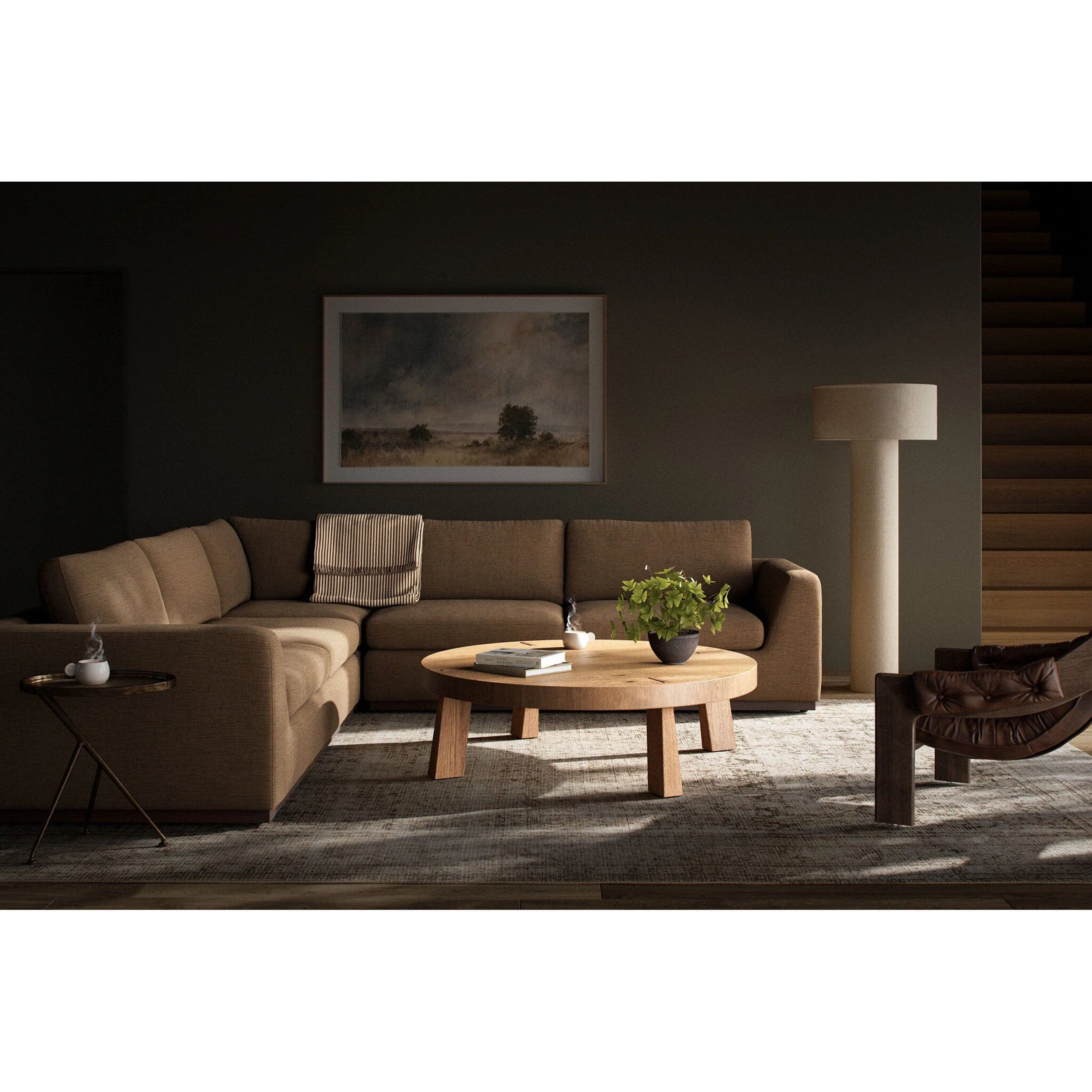 Colt 3 Piece Sectional, Nomad Mushroom by Four hands - Image 2