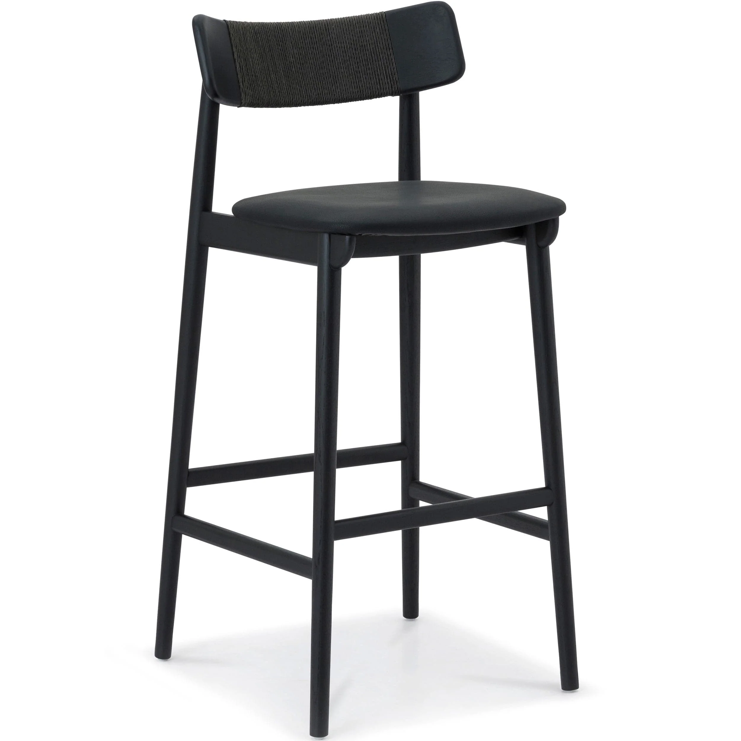 Converse Leather Bar & Counter Stool, Charcoal, Set of 2 - Image 4