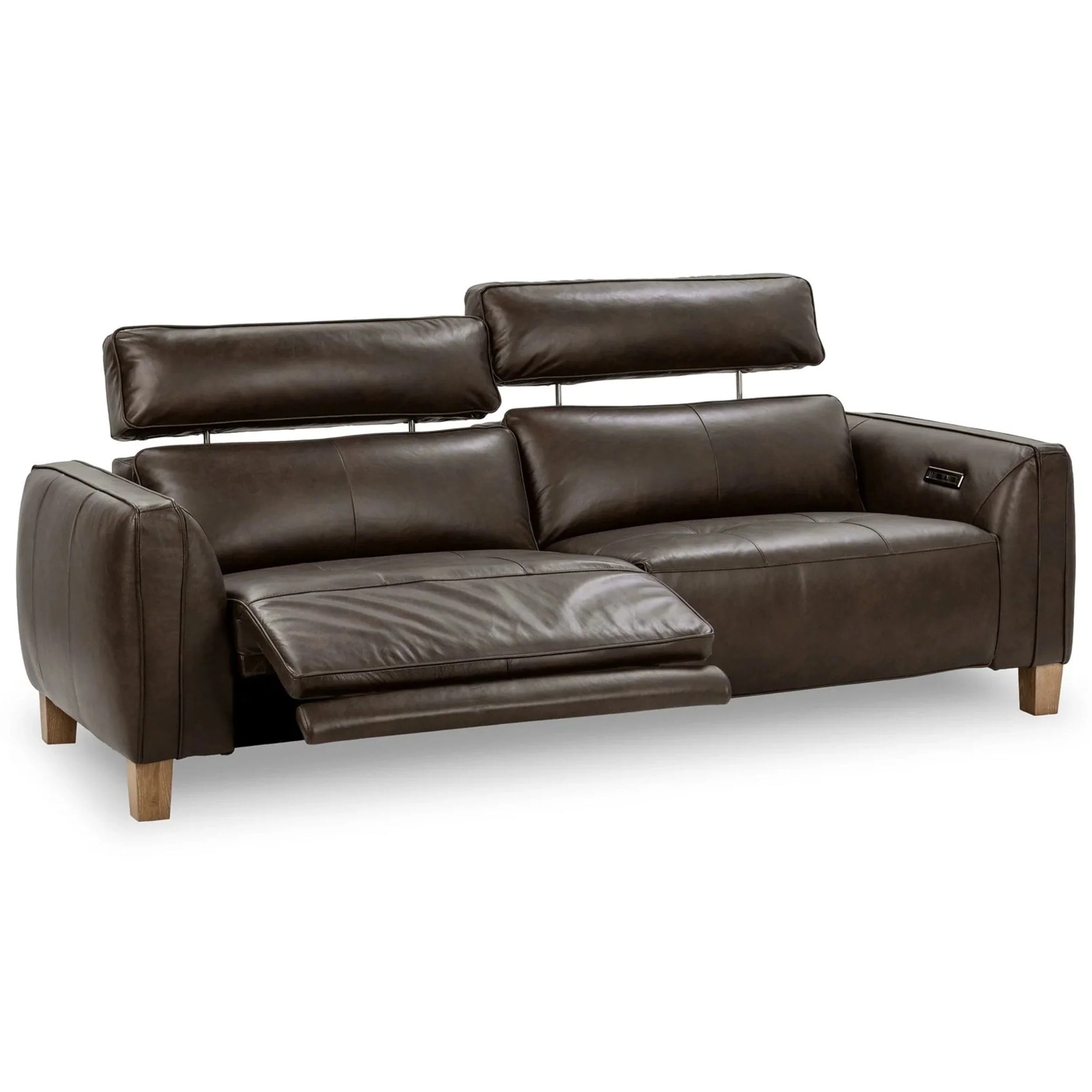 Conway Leather Power Recliner Sofa, Brown - Image 3