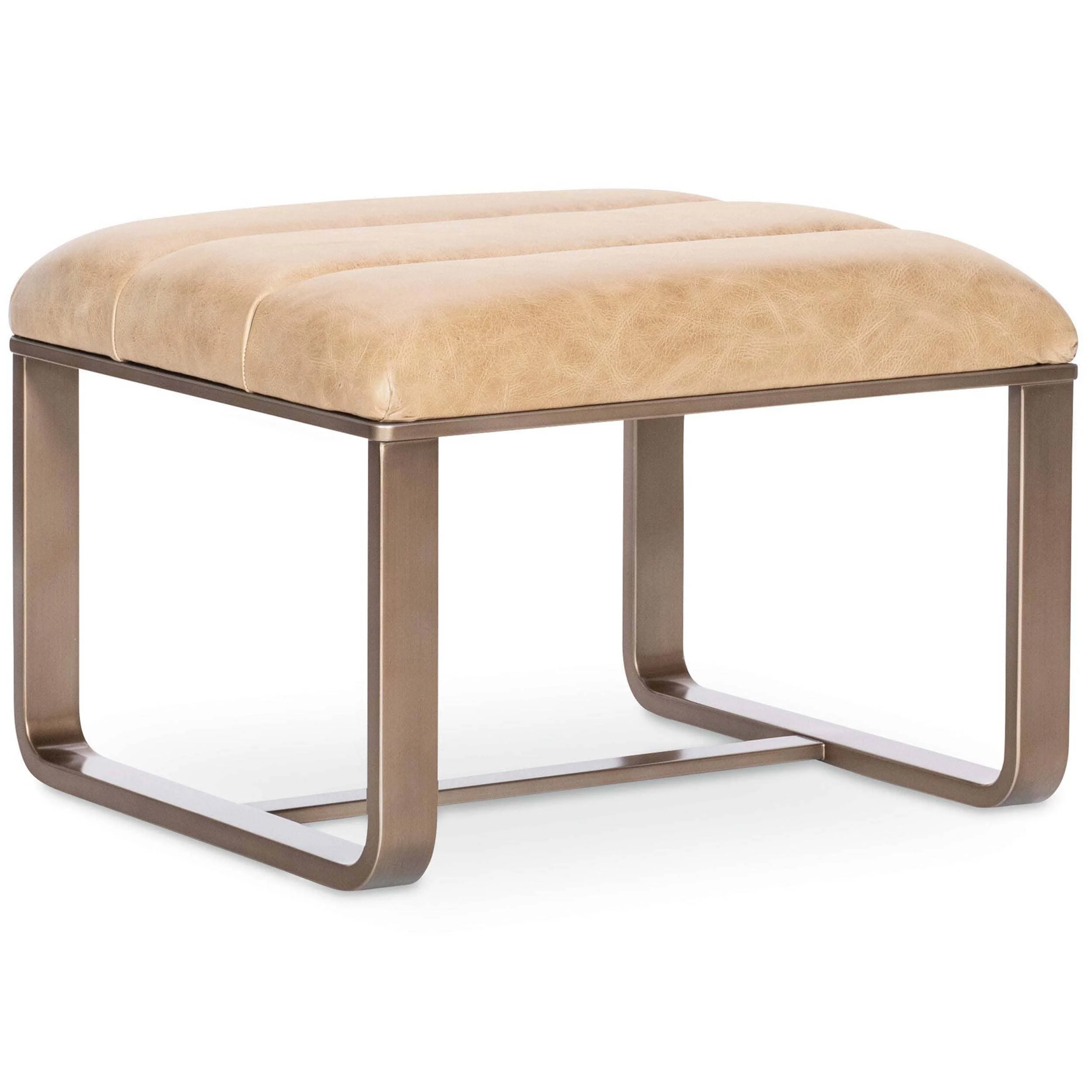 Cooper Leather Ottoman, Firenze Ghiaia