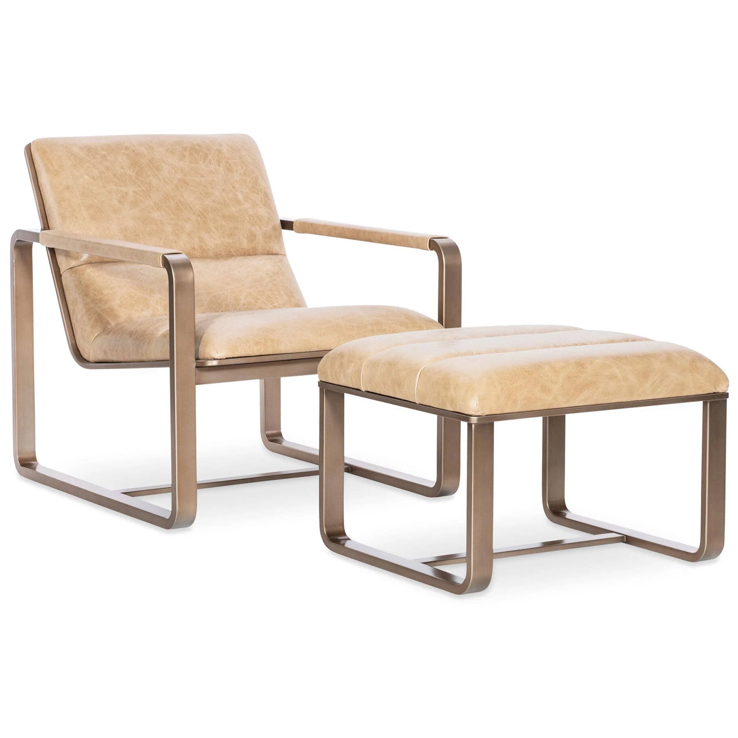 Cooper Leather Ottoman, Firenze Ghiaia - Image 4
