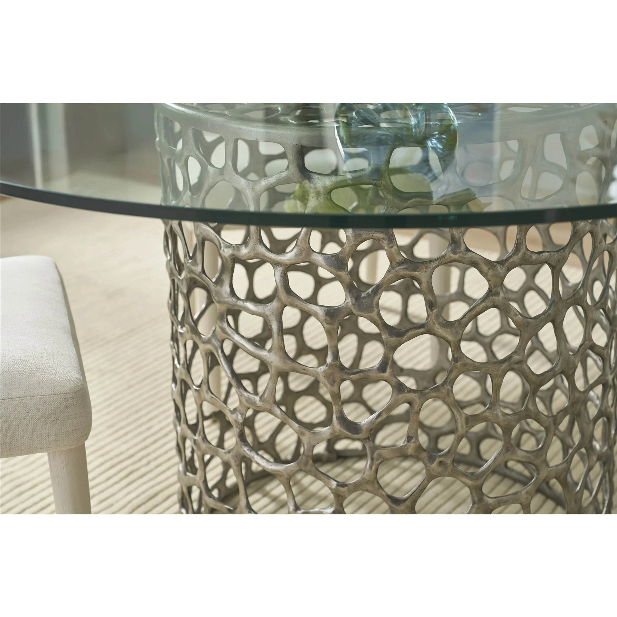 Coral Round Dining Table, Antique Nickel - Image 3