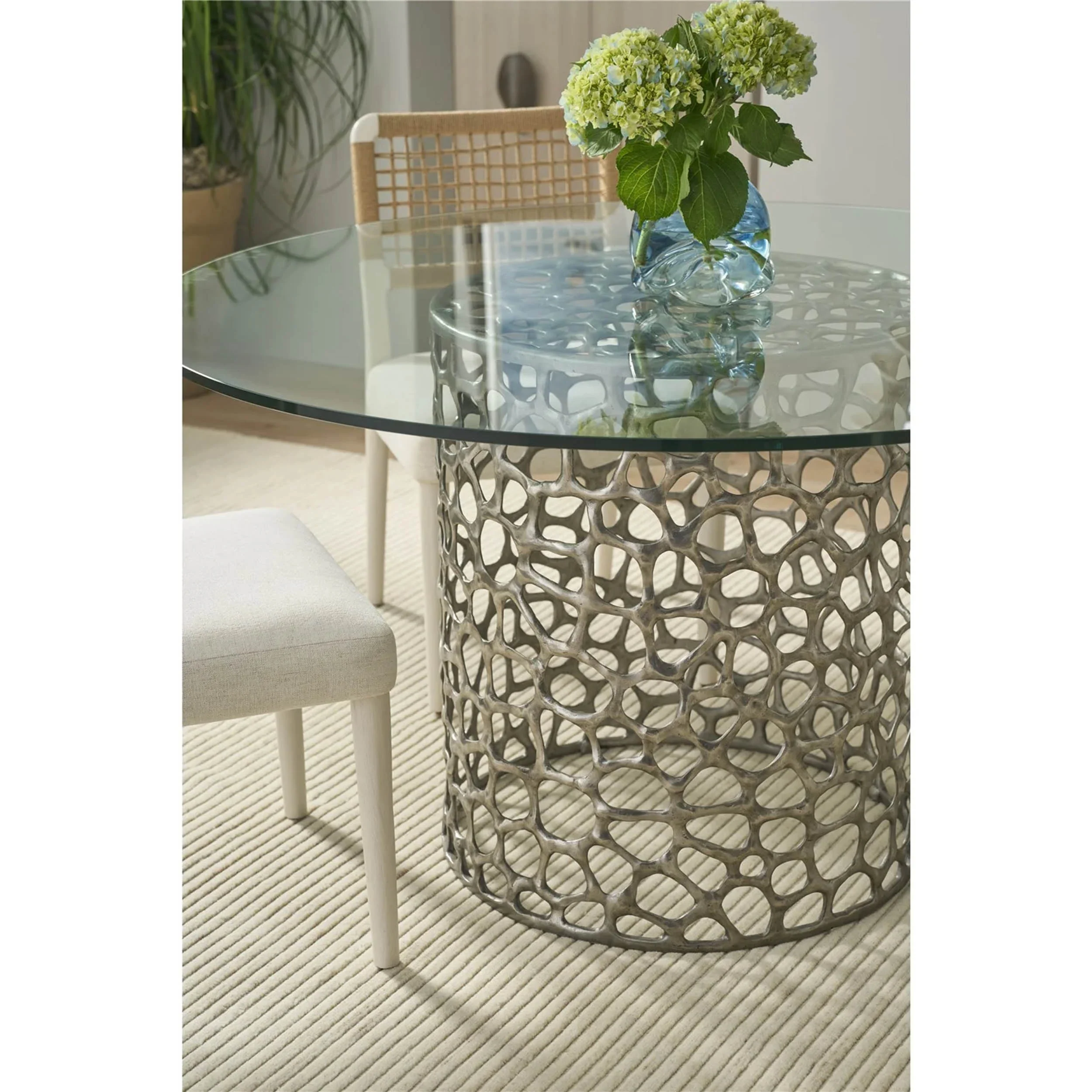 Coral Round Dining Table, Antique Nickel - Image 4