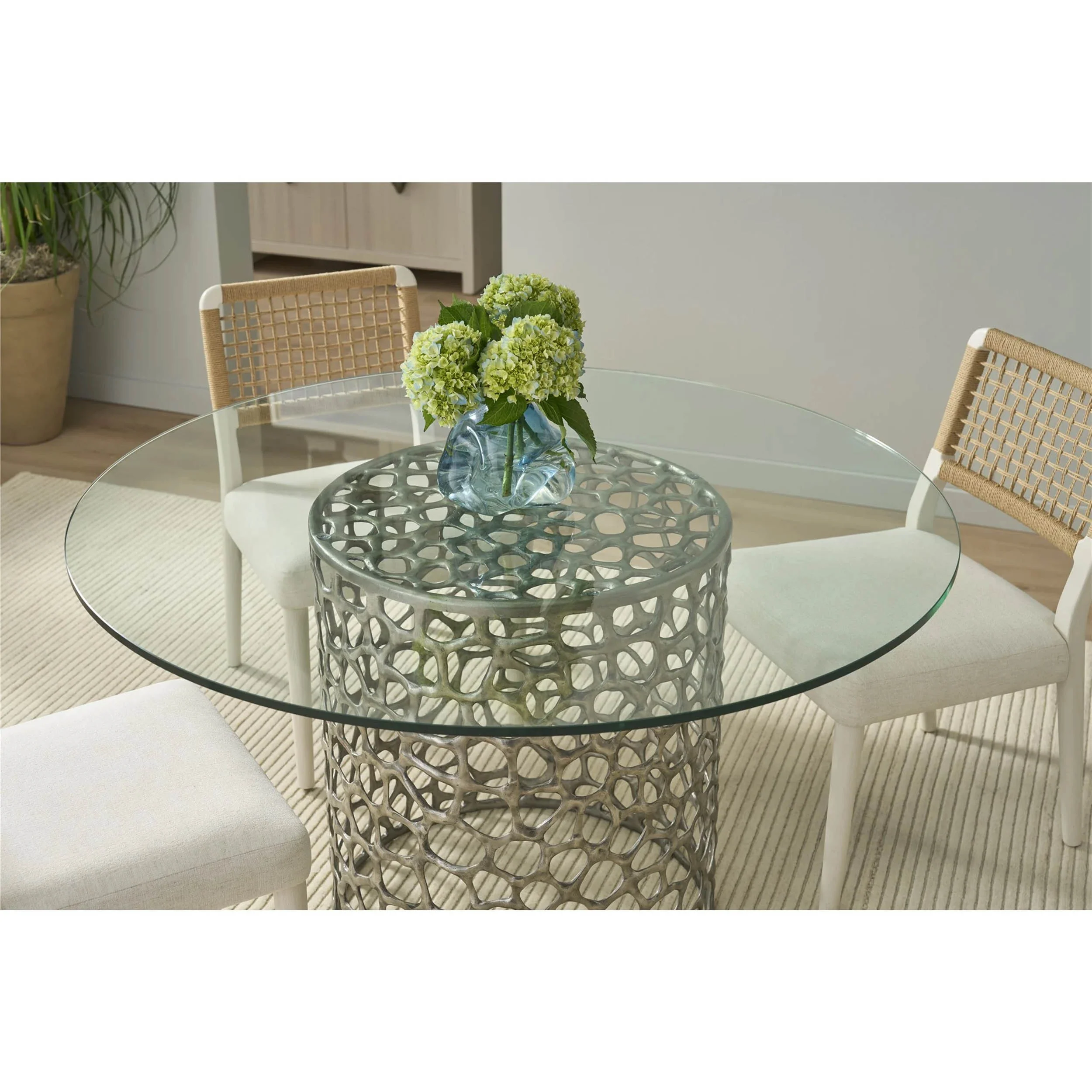 Coral Round Dining Table, Antique Nickel - Image 5