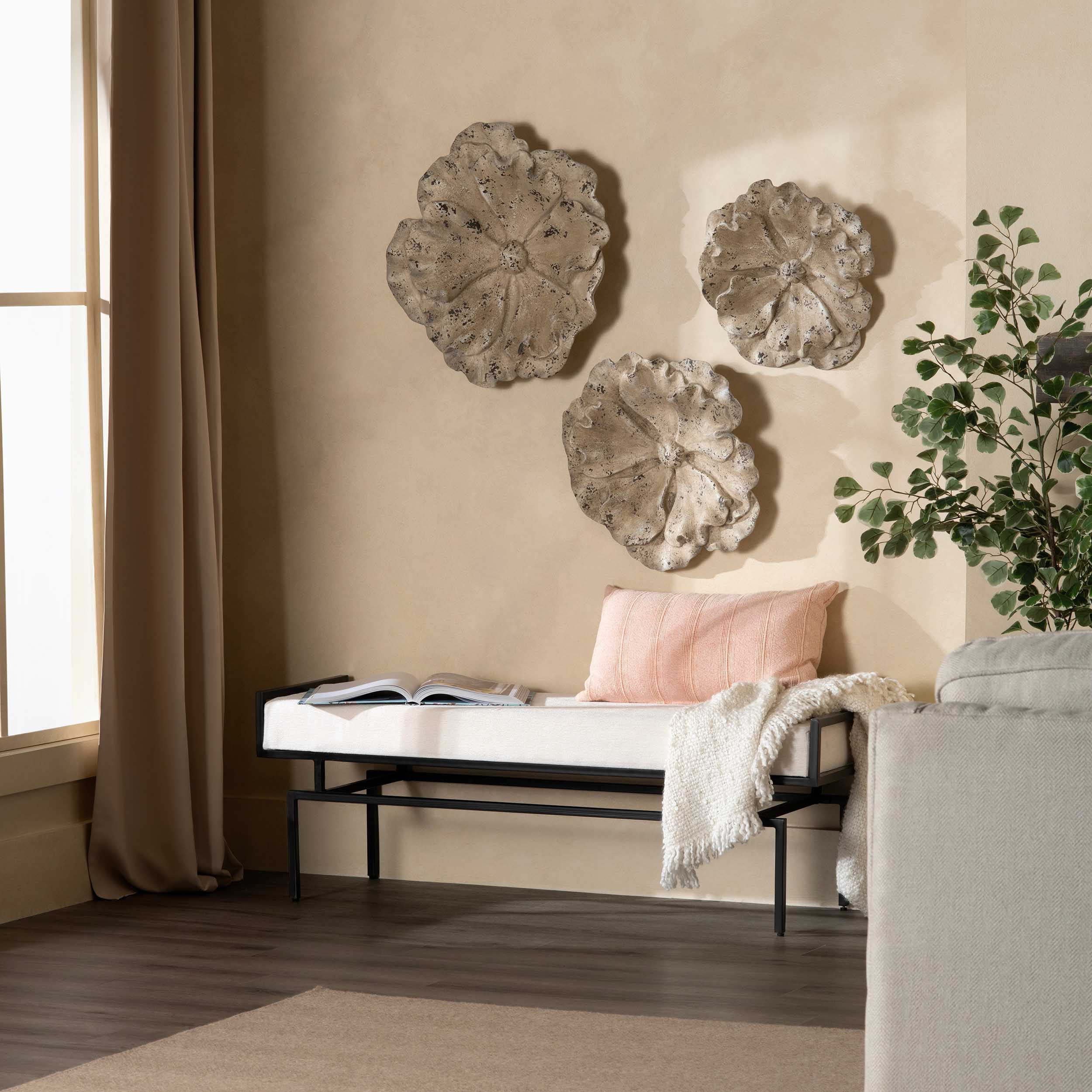 Cordelia Wall Flower Decor, Off-White, Set of 3 - Image 3