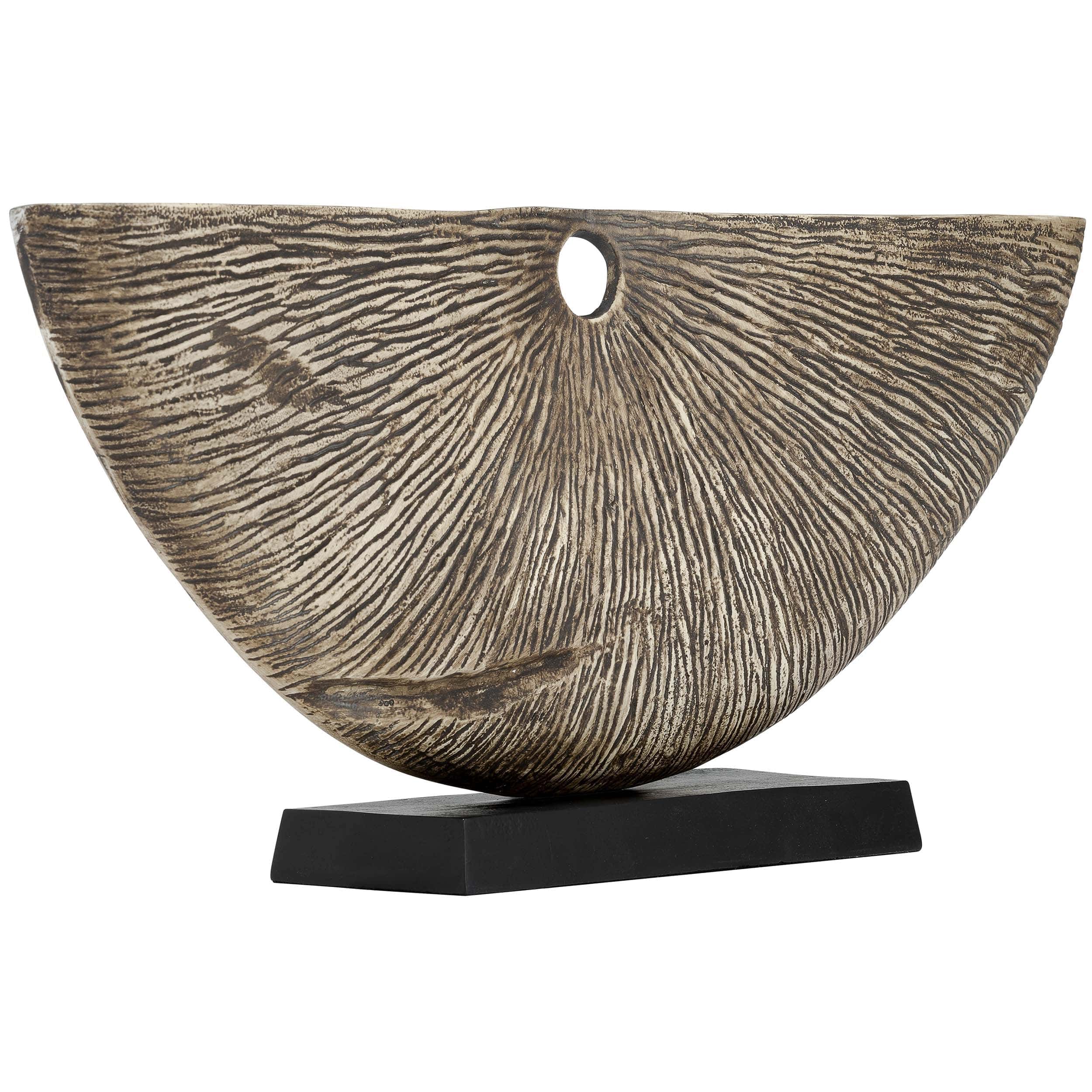 Corrugated Half Circle Sculpture, Ivory - Image 2