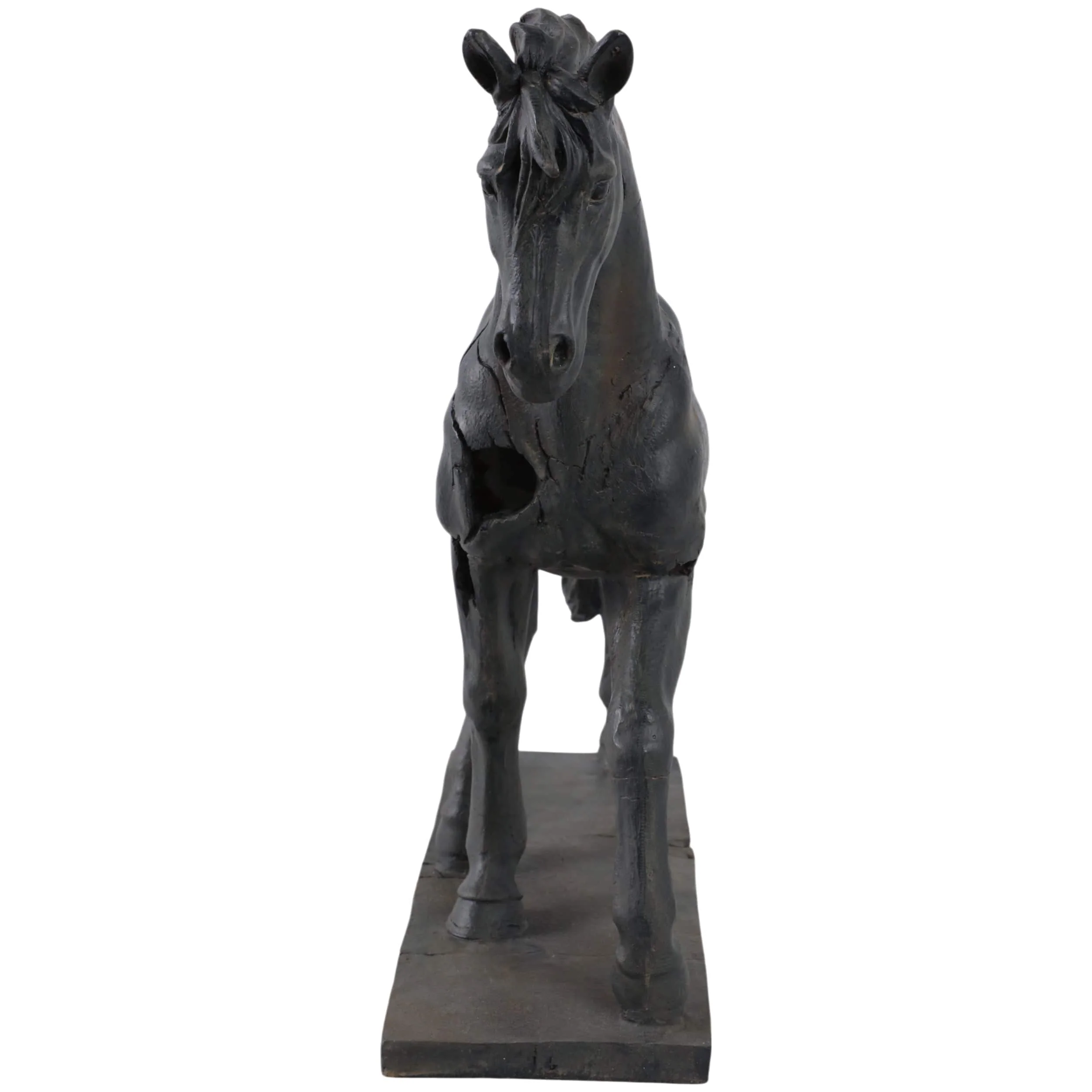 Cracked Horse Sculpture, Black - Image 3