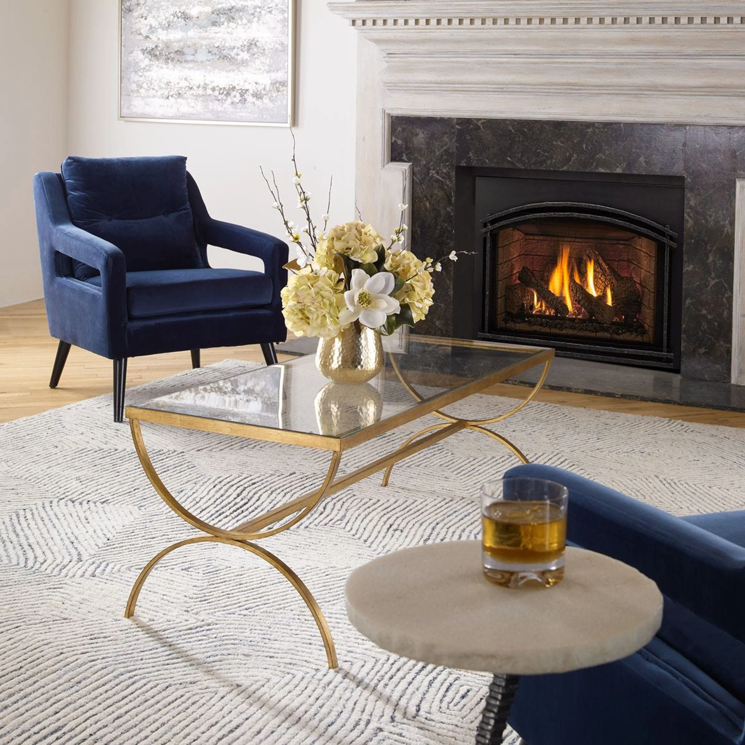 Crescent Coffee Table, Antique Gold - Image 6