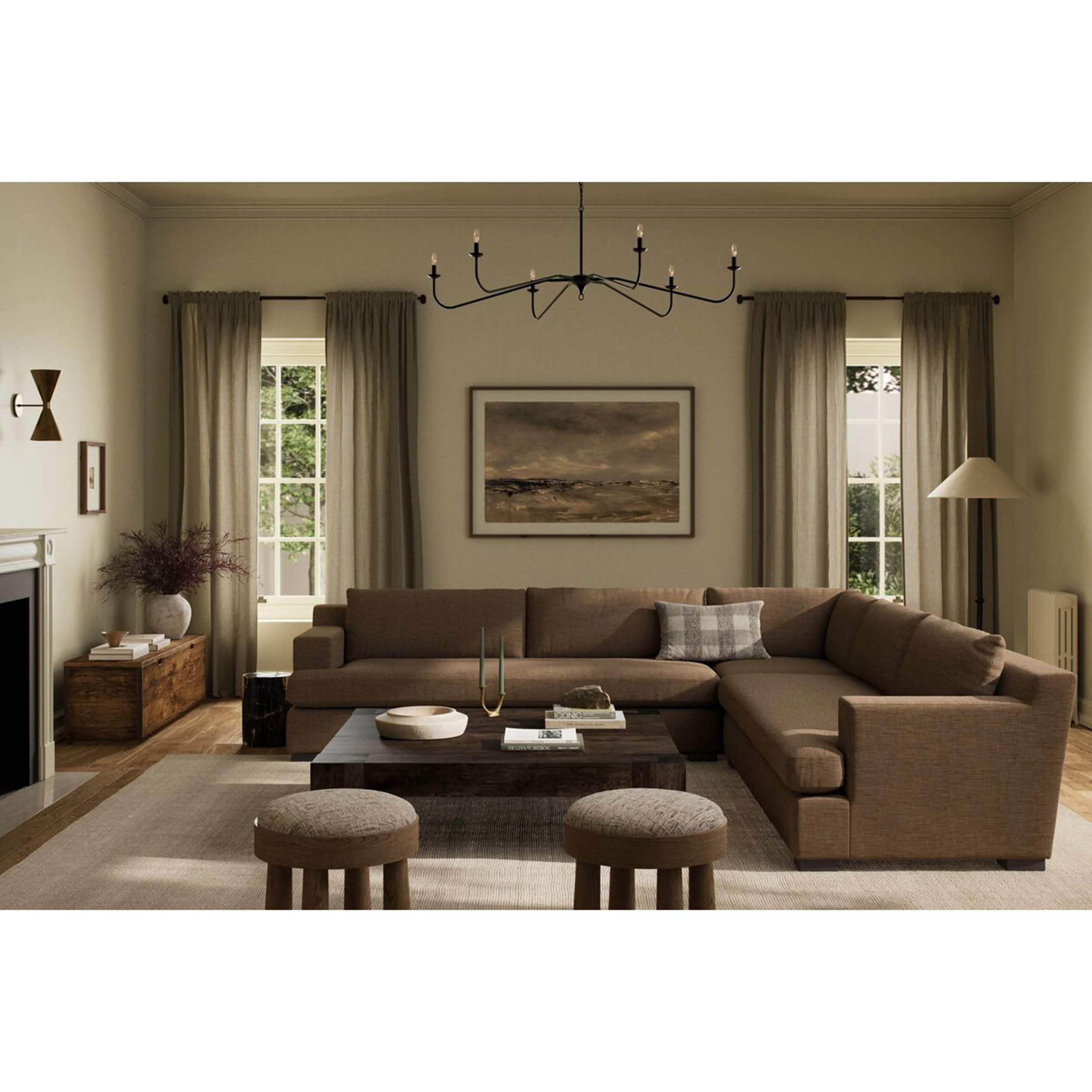 Crispin 3 Piece Sectional, Nomad Mushroom by Four Hands - Image 2