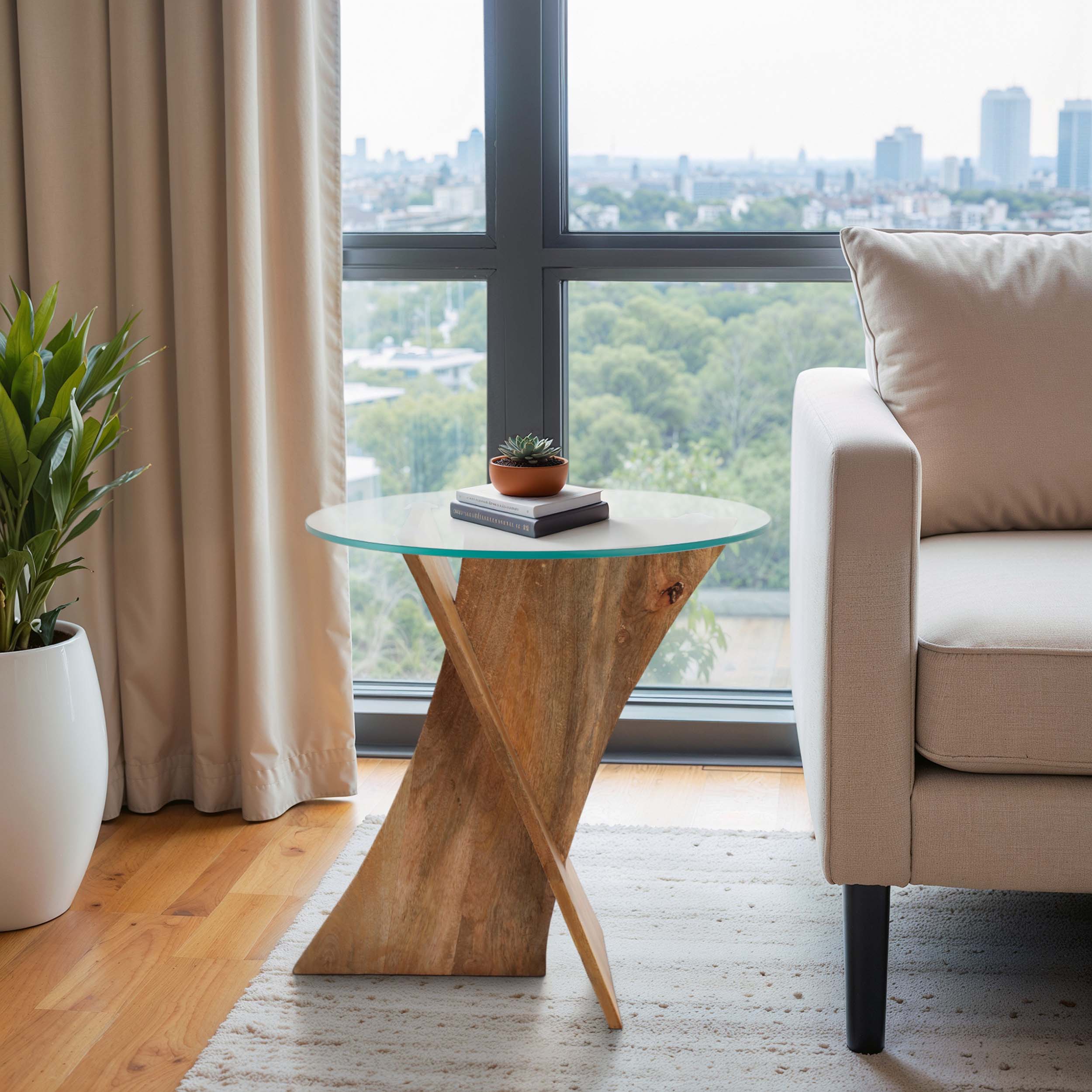 Criss-Cross Accent Table, Natural - Image 6