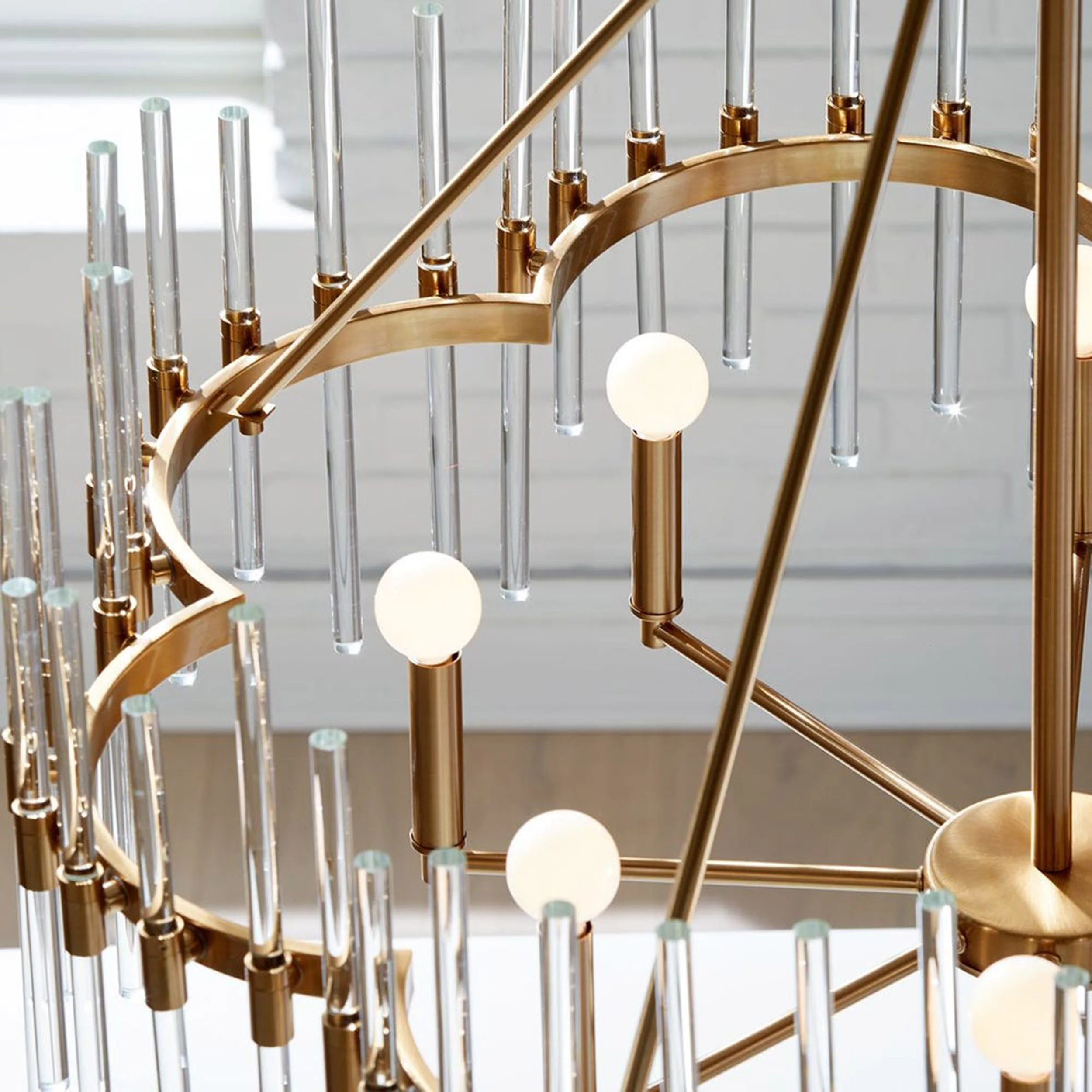 Crystal Stick 8 Light Chandelier, Warm Brass - Image 5