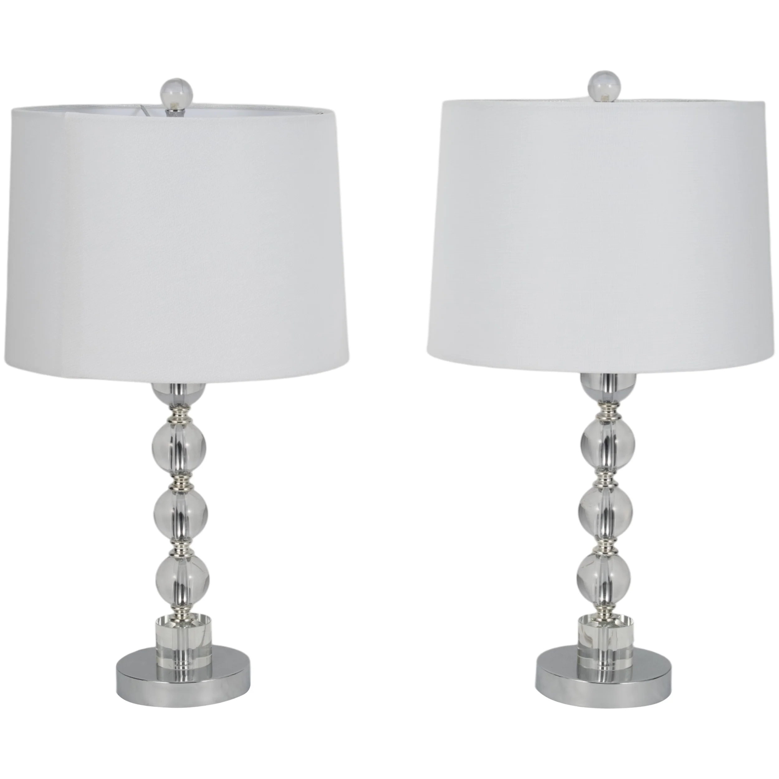 Crystal Table Lamp, Silver, Set of 2