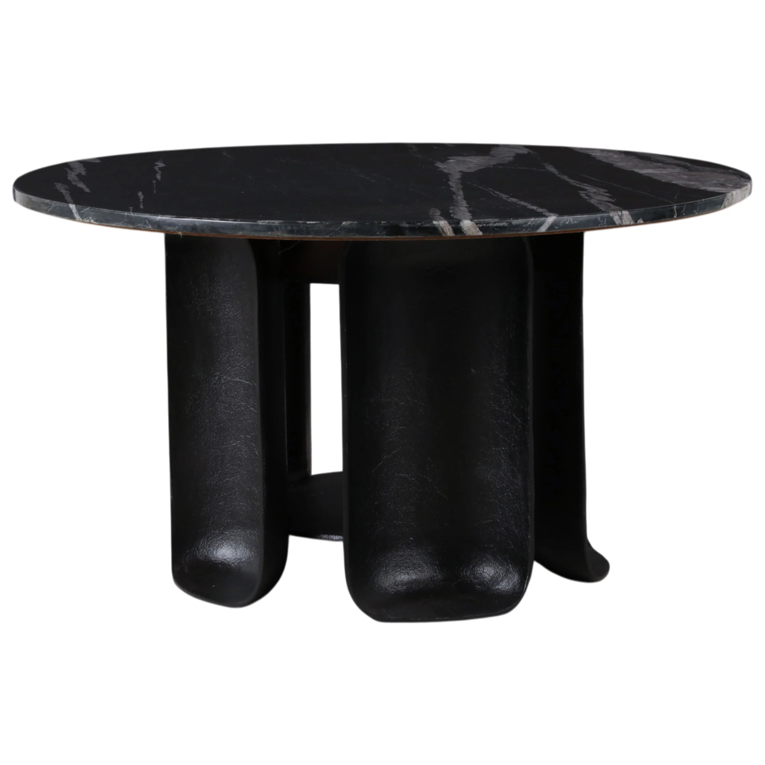 Curved Base Marble Top Coffee Table, Black - Image 2