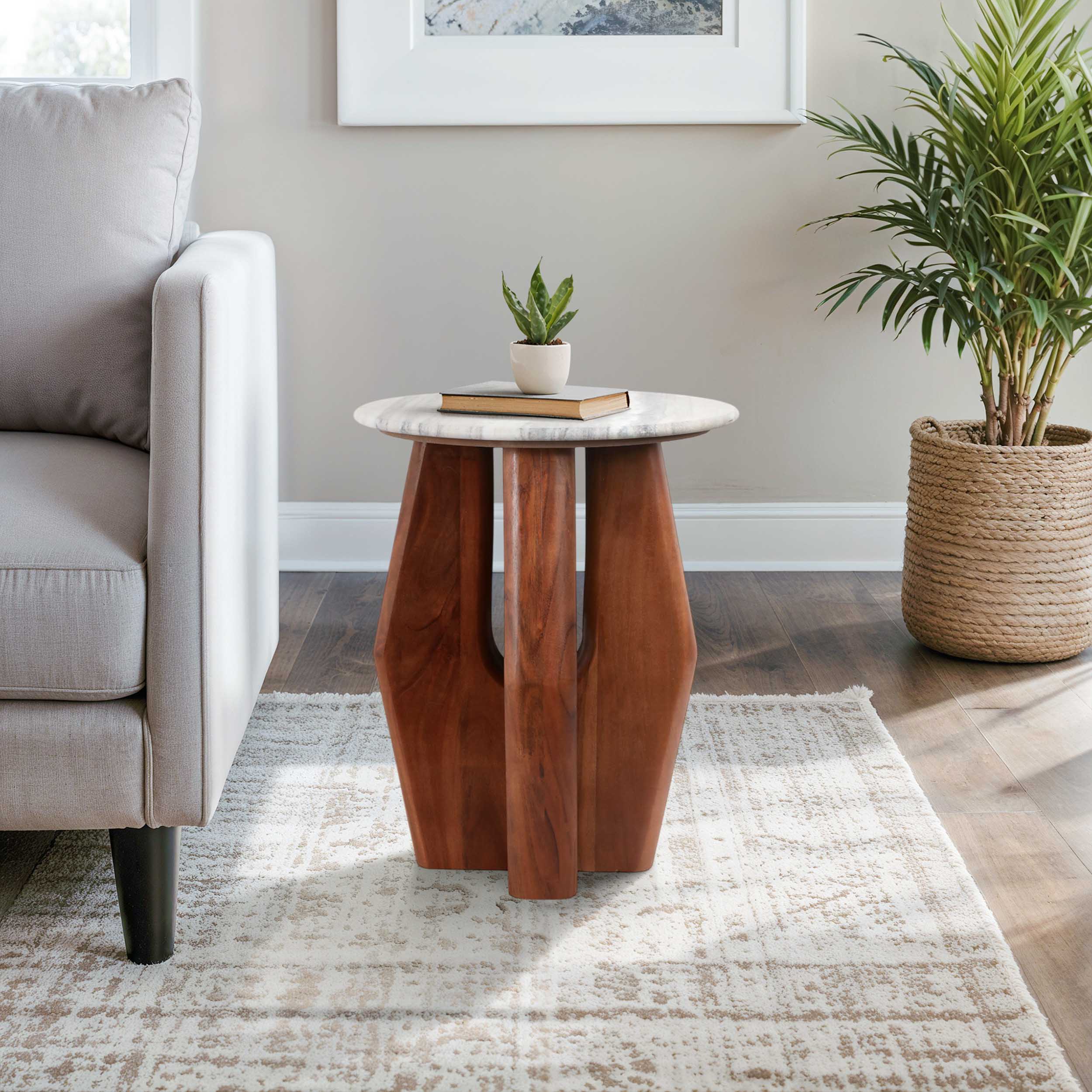 Curved Legs Accent Table, White - Image 5