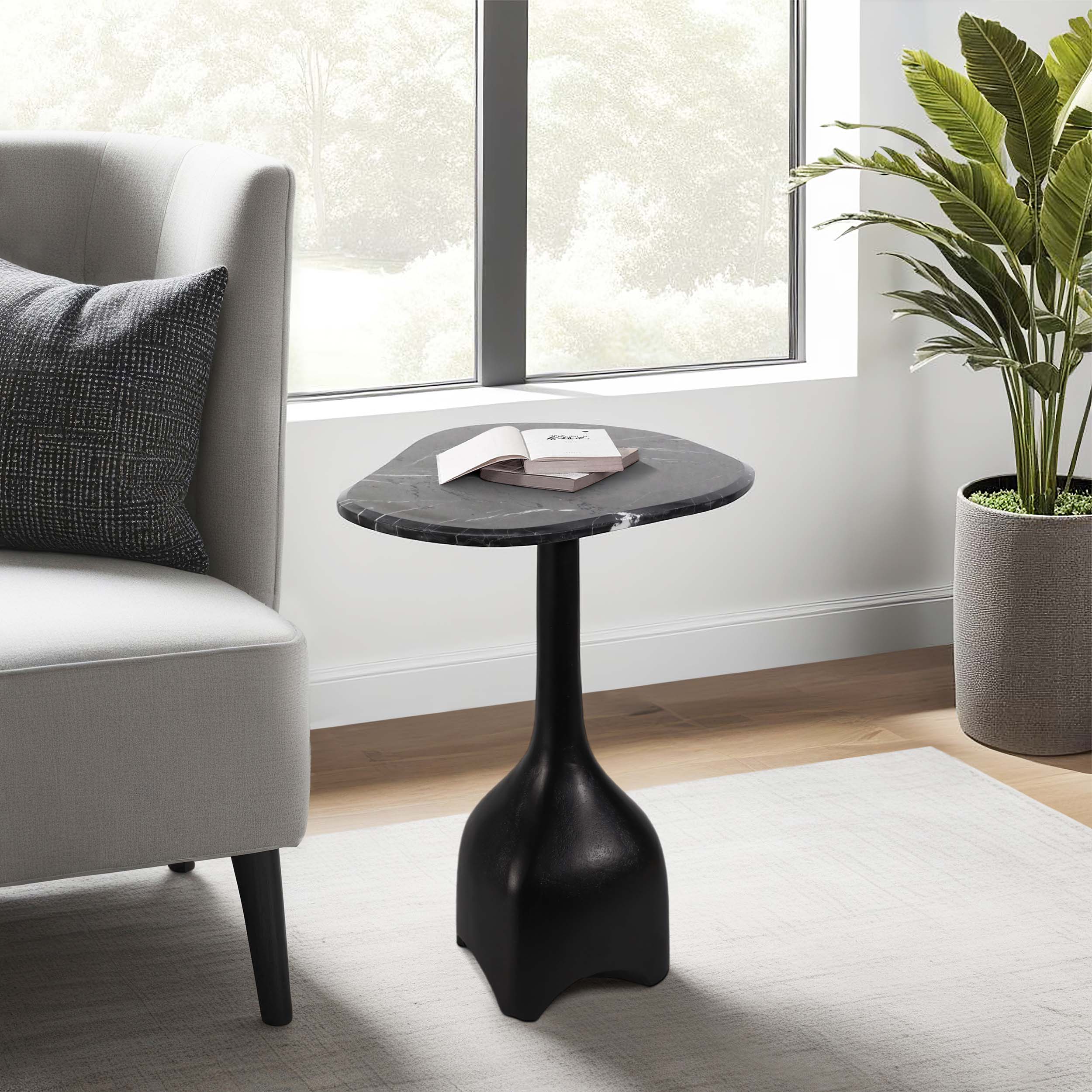 Curved Top Accent Table, Black - Image 5