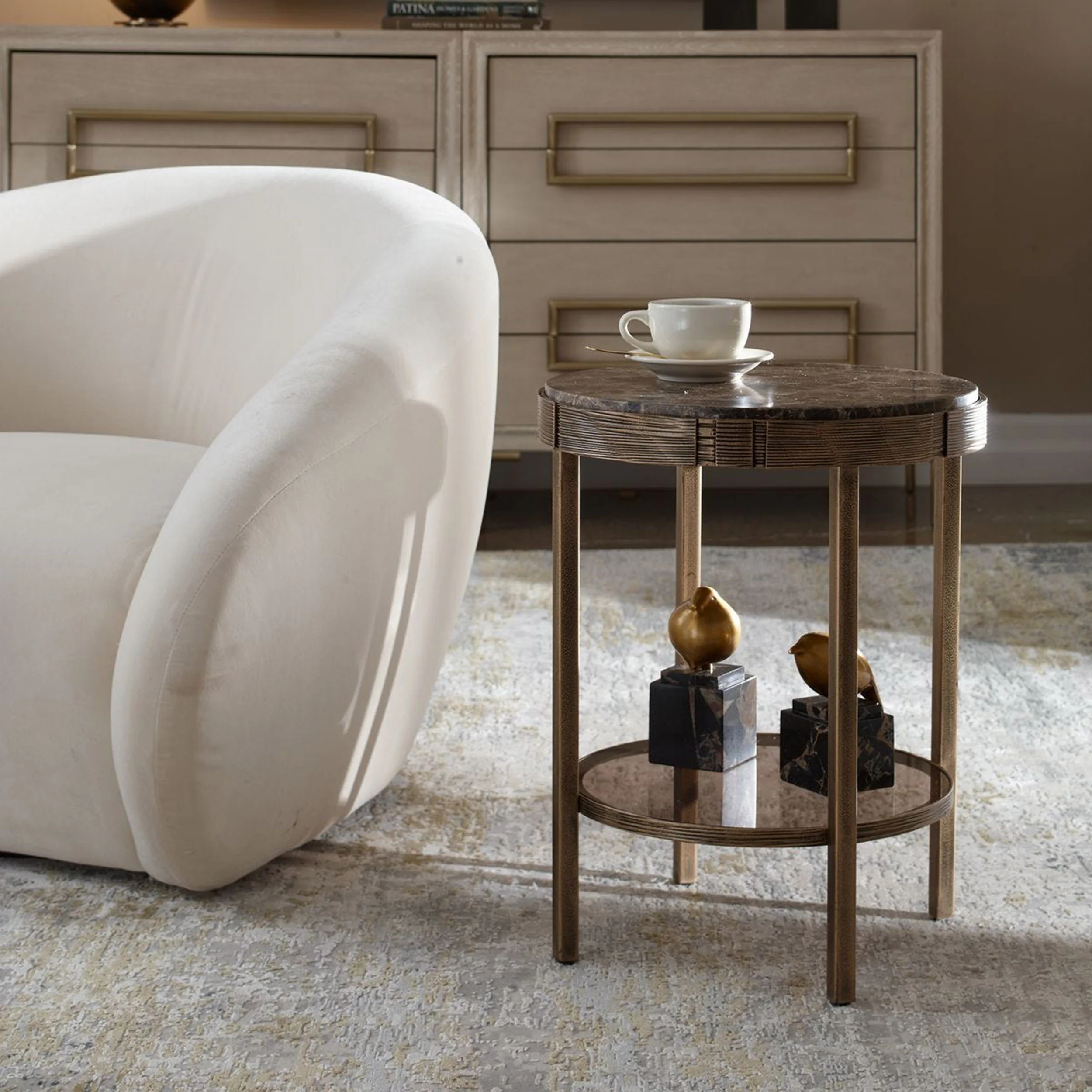 Cusano Accent Table, Antique Brass - Image 6