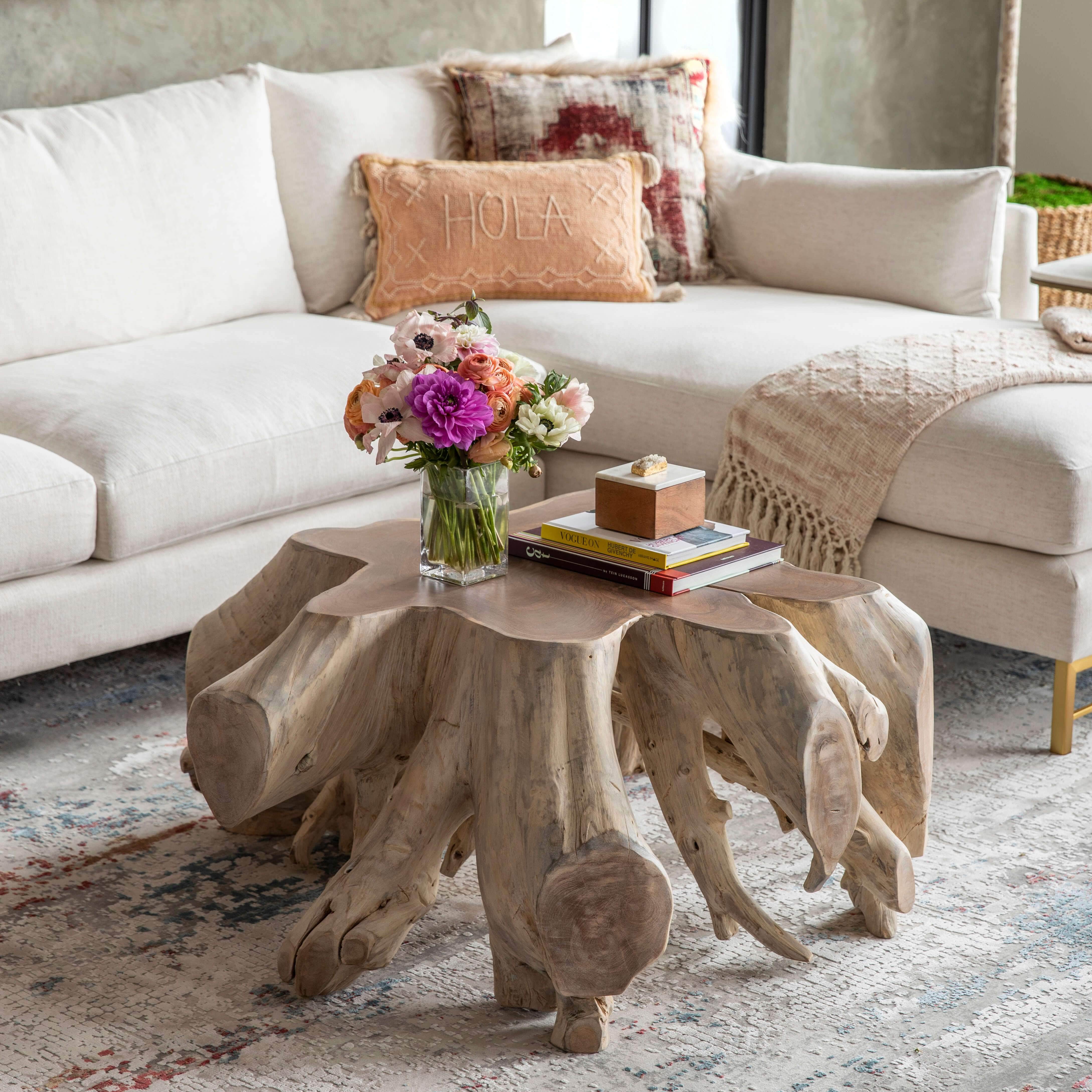 Cypress Root Coffee Table, Natural White Wash - Image 9