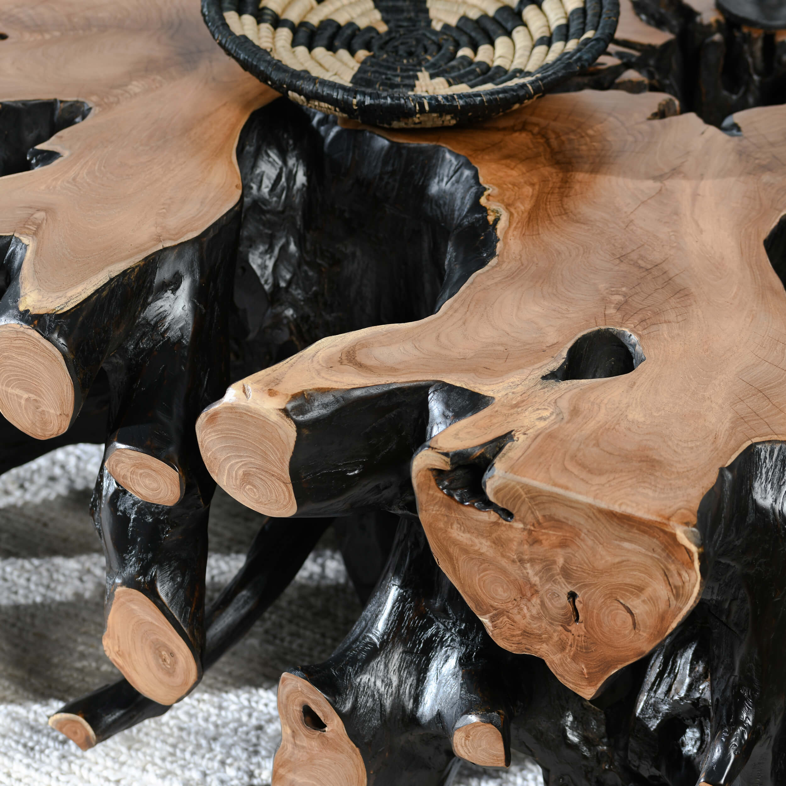 Cypress Root Square Coffee Table, Black/Natural - Image 6