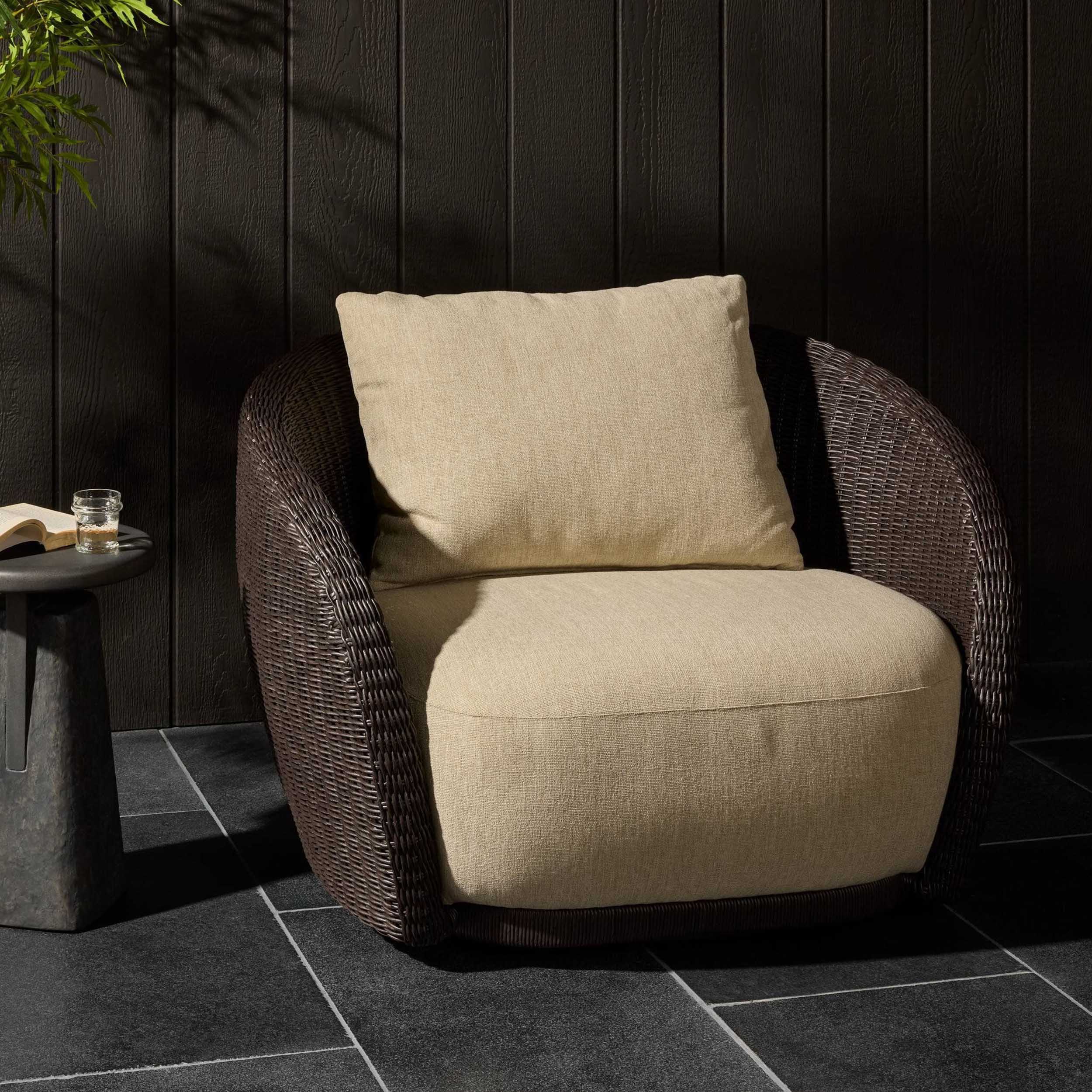 Cyra Outdoor Swivel Chair, Alessi Buff by Four Hands - Image 7