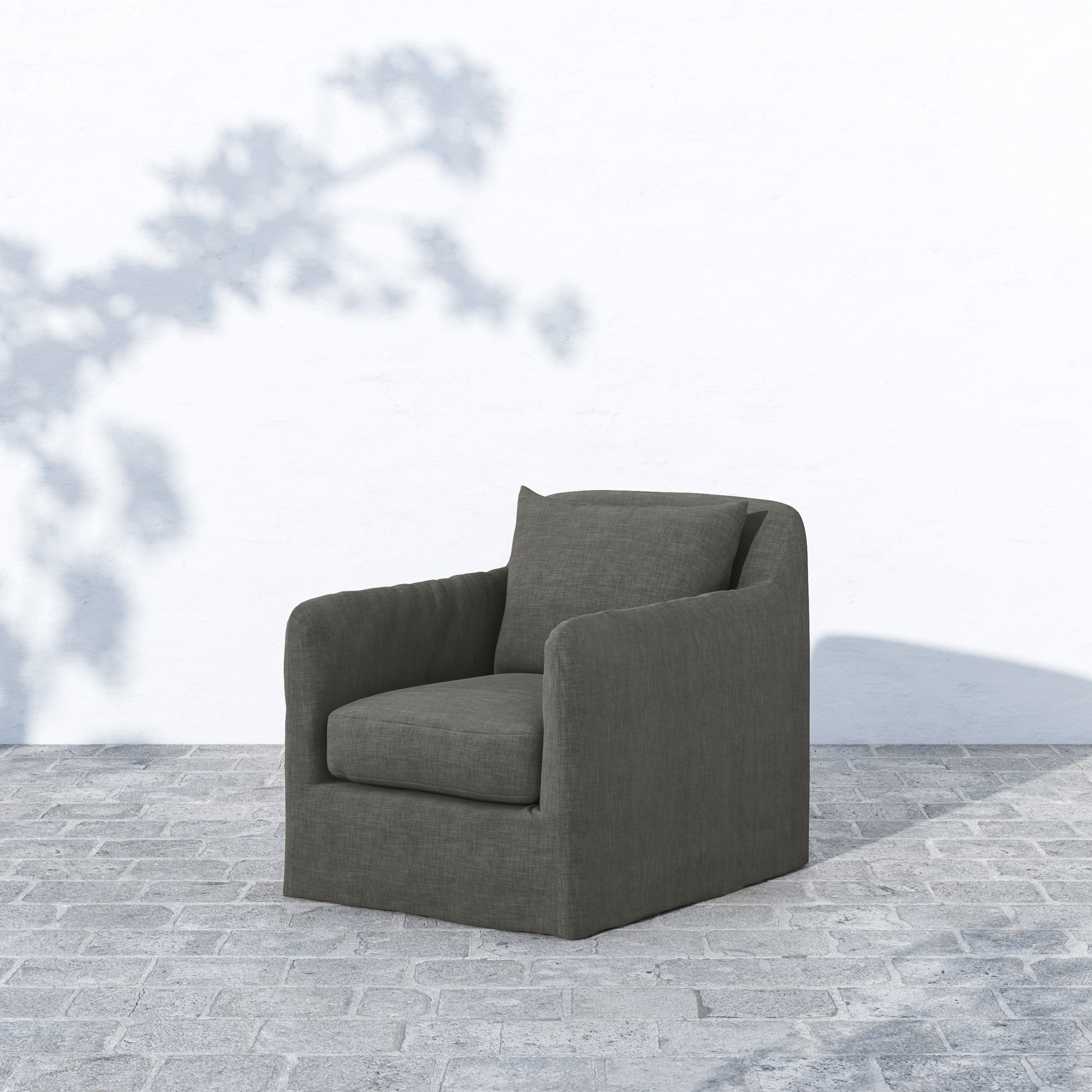 Dade Outdoor Swivel Chair, Charcoal by Four Hands - Image 4
