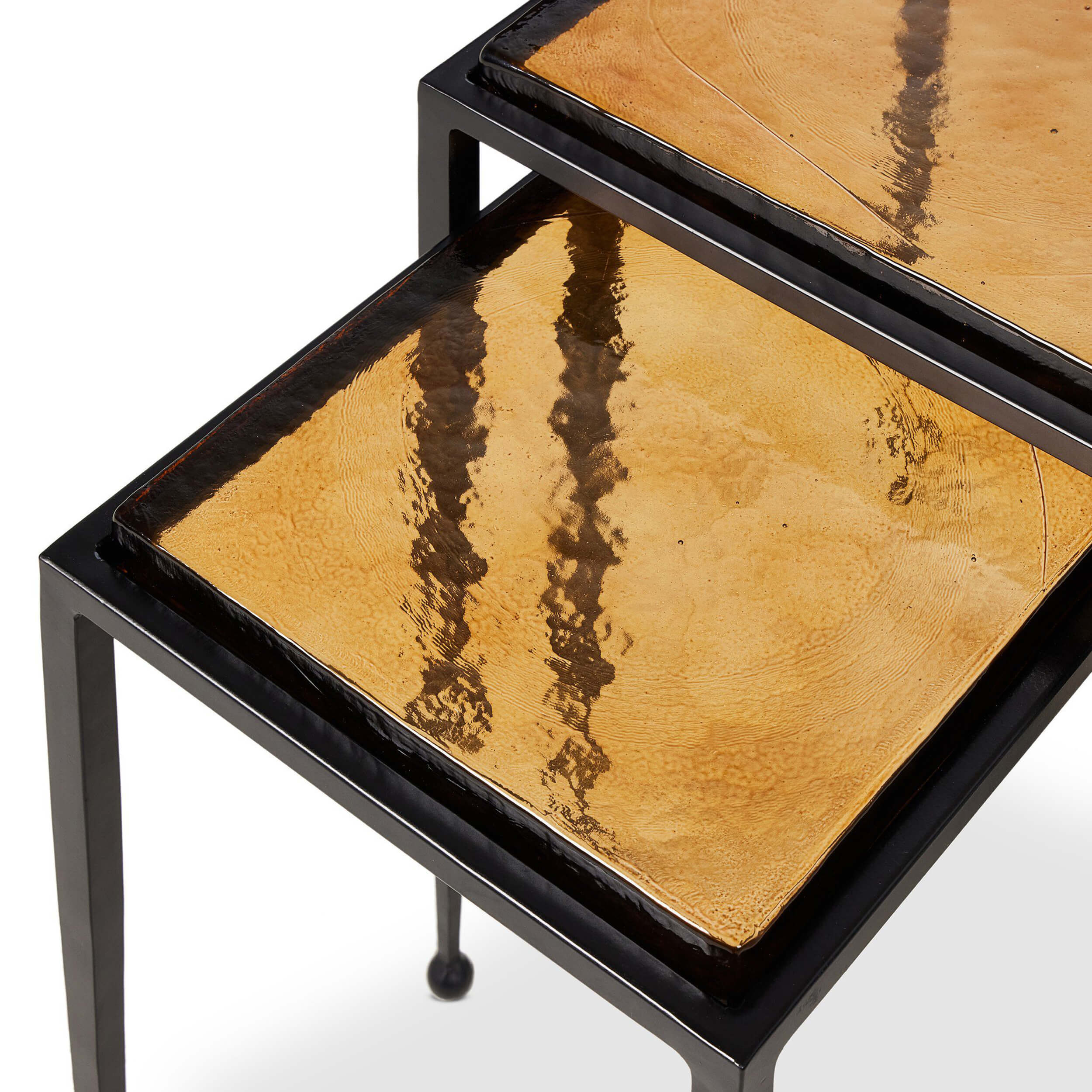 Dalston Nesting End Tables, Amber Cast Glass by Four Hands - Image 4